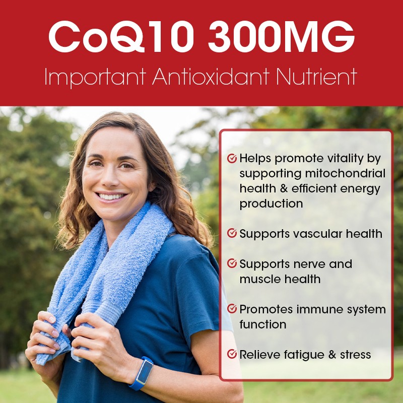 300mg CoQ10 Capsules,Triple Absorption,Cardiovascular Health, Boost Energy 120CT
