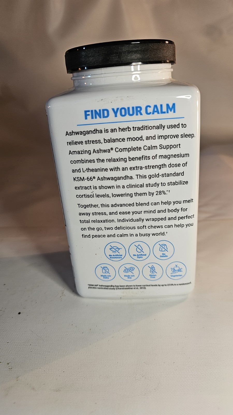 Force Factor Amazing Ashwa Soft Chews w/KSM-66 Ashwagandha for Stress Exp:3/2027