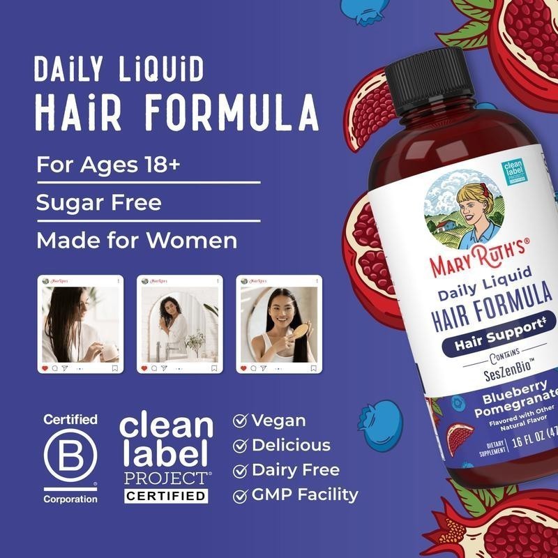 MaryRuth’s Daily Support Hair | Formula Hair Liquid Thicker Hair for Women-16oz