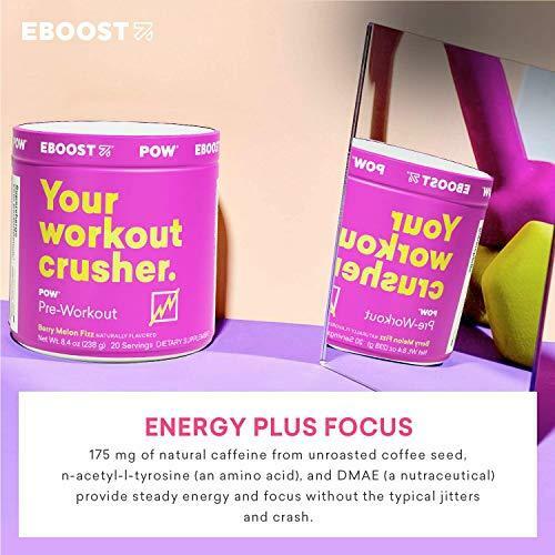 EBOOST POW Natural Pre-Workout Powder – 15 Packets – Tropical Punch – A Pre