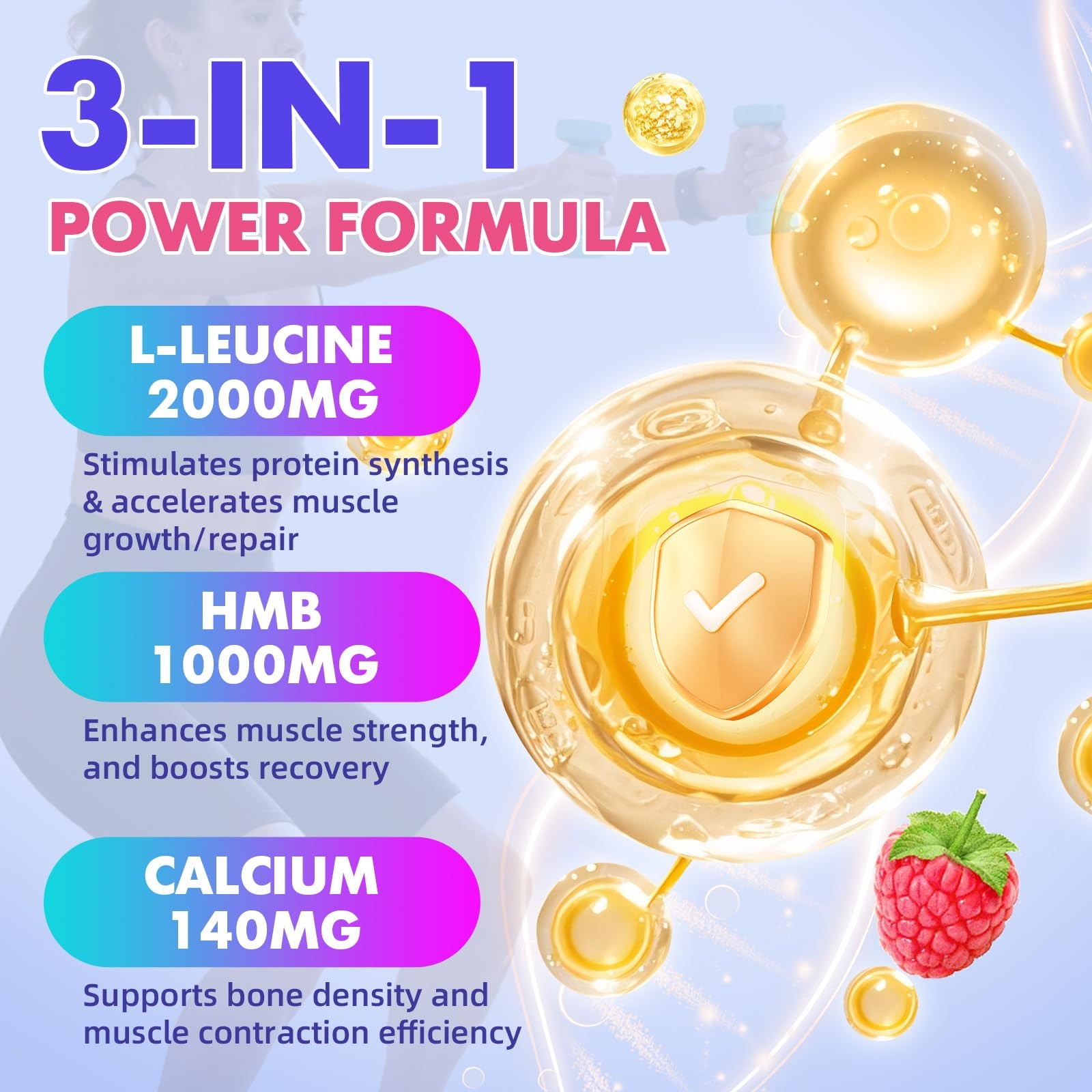 Saajoor 2 Pack HMB and L-Leucine 3000mg with Calcium Gummies – Muscle 2pack
