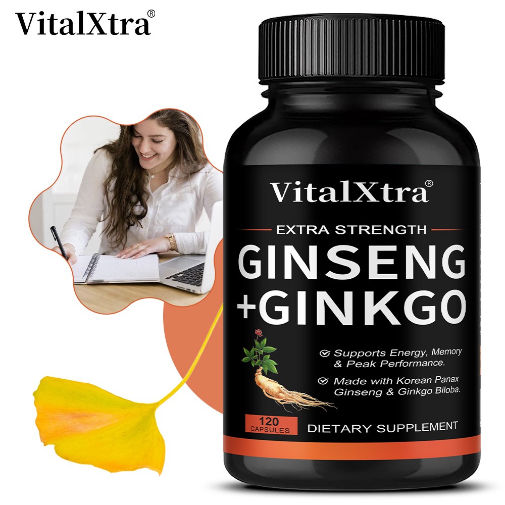 Ginsen Ginkgo Biloba Complex 120 Caps,Brain Focus&Memory,Steady Energy&Emotional