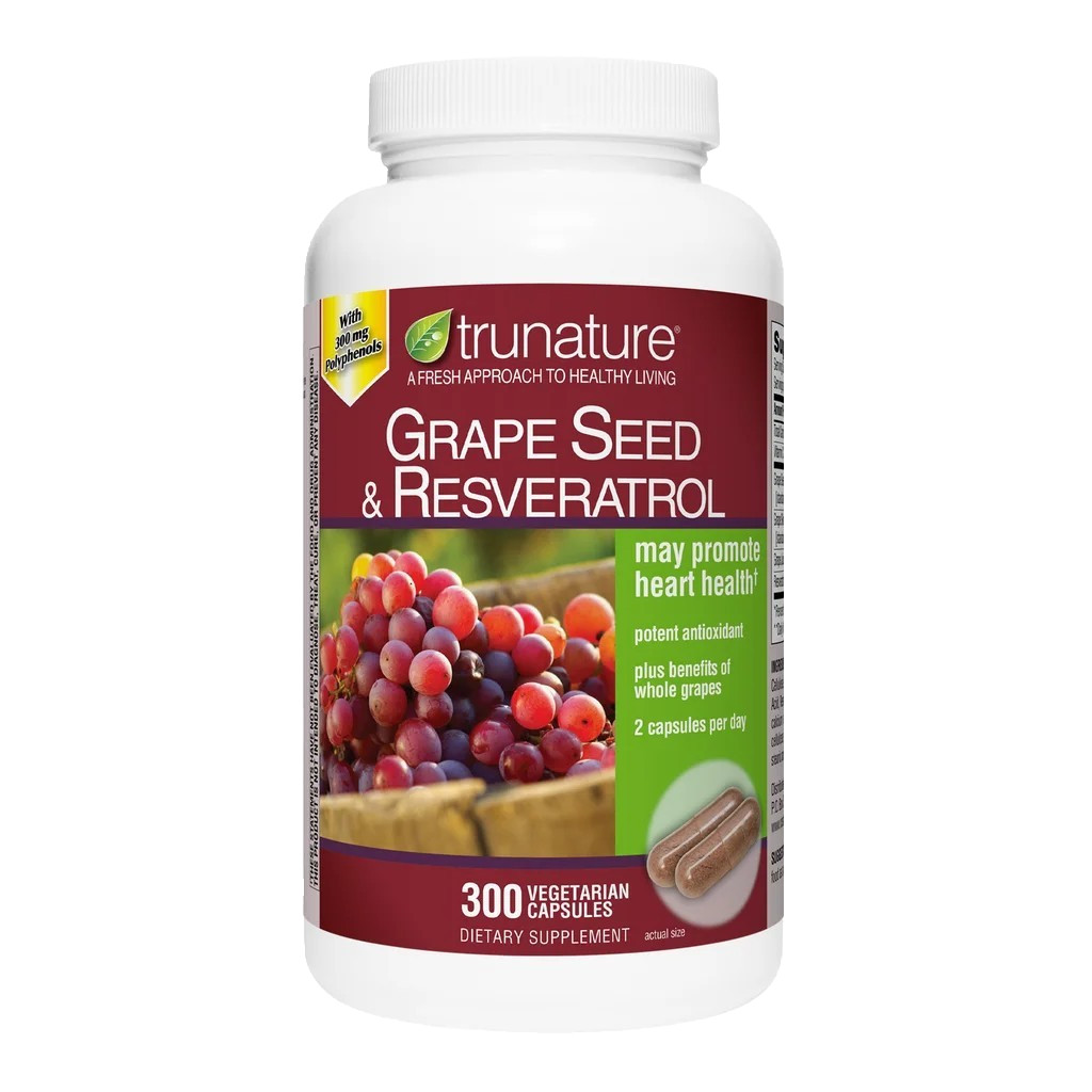 trunature Grapeseed with Resveratrol 300 ct Standardized 90% Polyphenol Exp:8/27