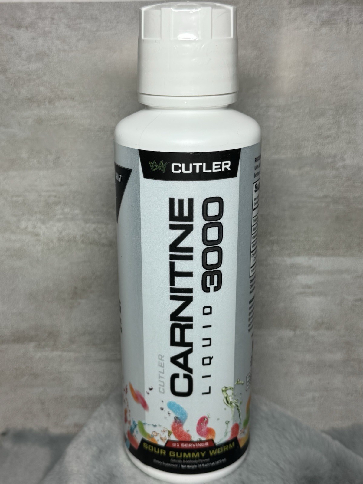 CUTLER L-Carnitine Liquid 3000mg Sour Gummy Worm Energy Support Exp 08/2028