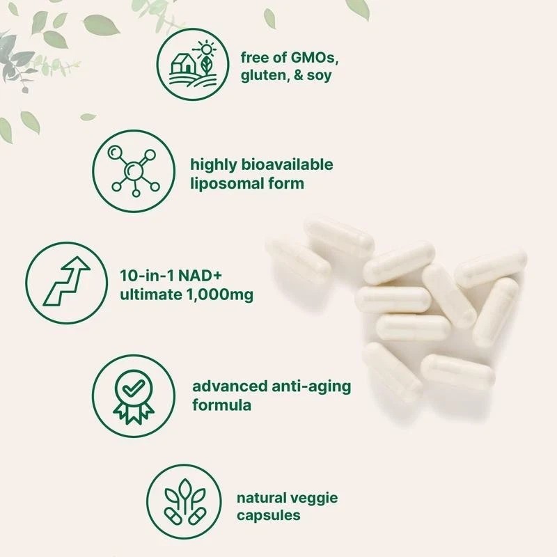 Liposomal NAD+ Ultimate 1,000mg | 60 10-in-1 Softgels | Veggie with Resveratrol