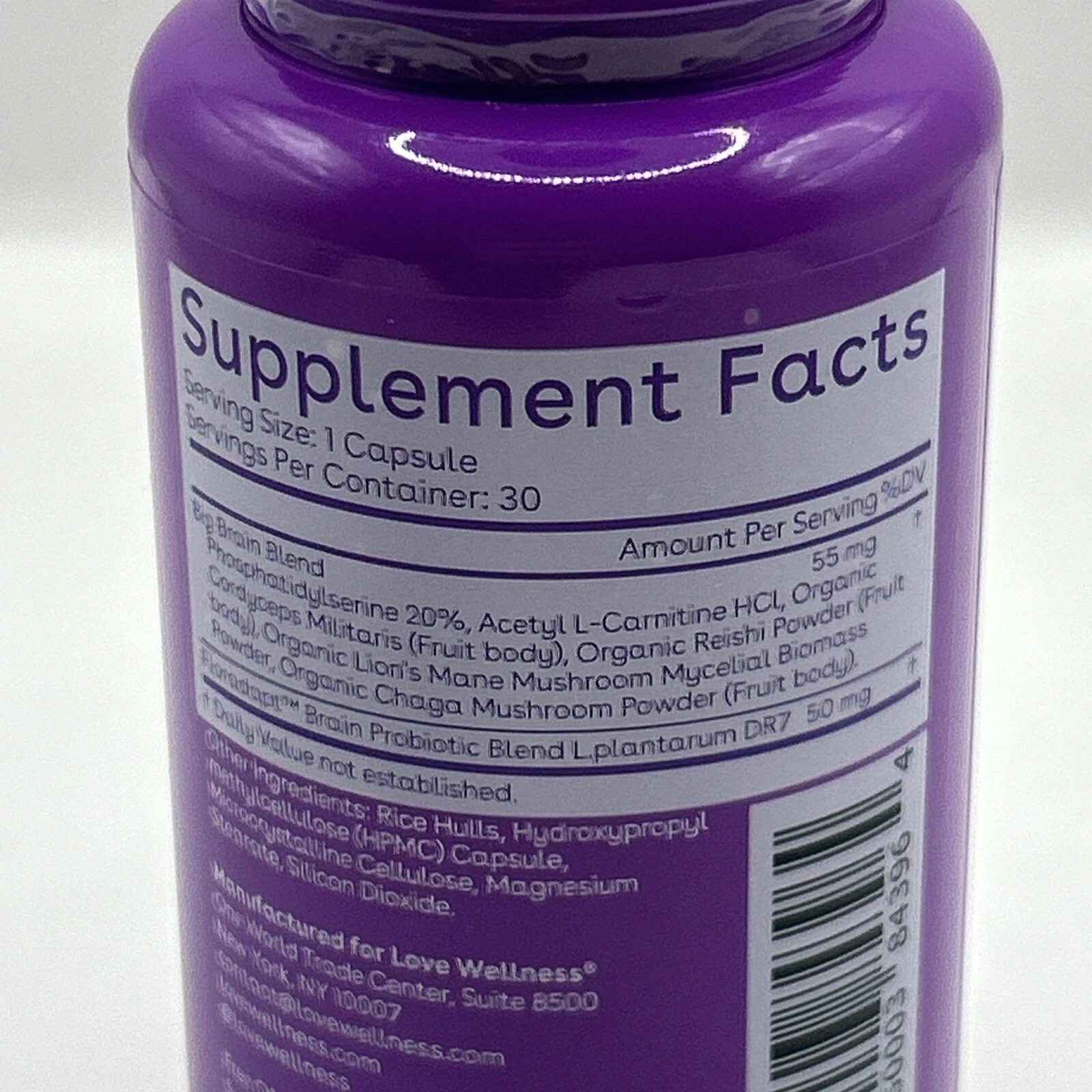 Love Wellness Big Brain Probiotics Nootropics Healthy Brain 30 Count Exp-01/2027