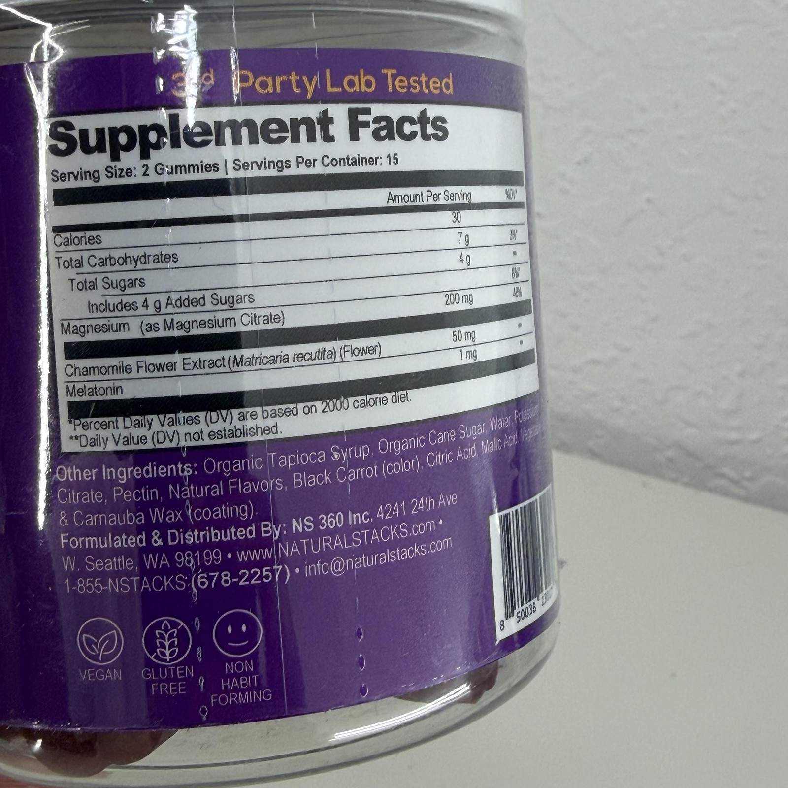 3pk Natural Stacks Magnesium Gummies Sleep 30ct Mixed Berry Vegan Exp 11/27