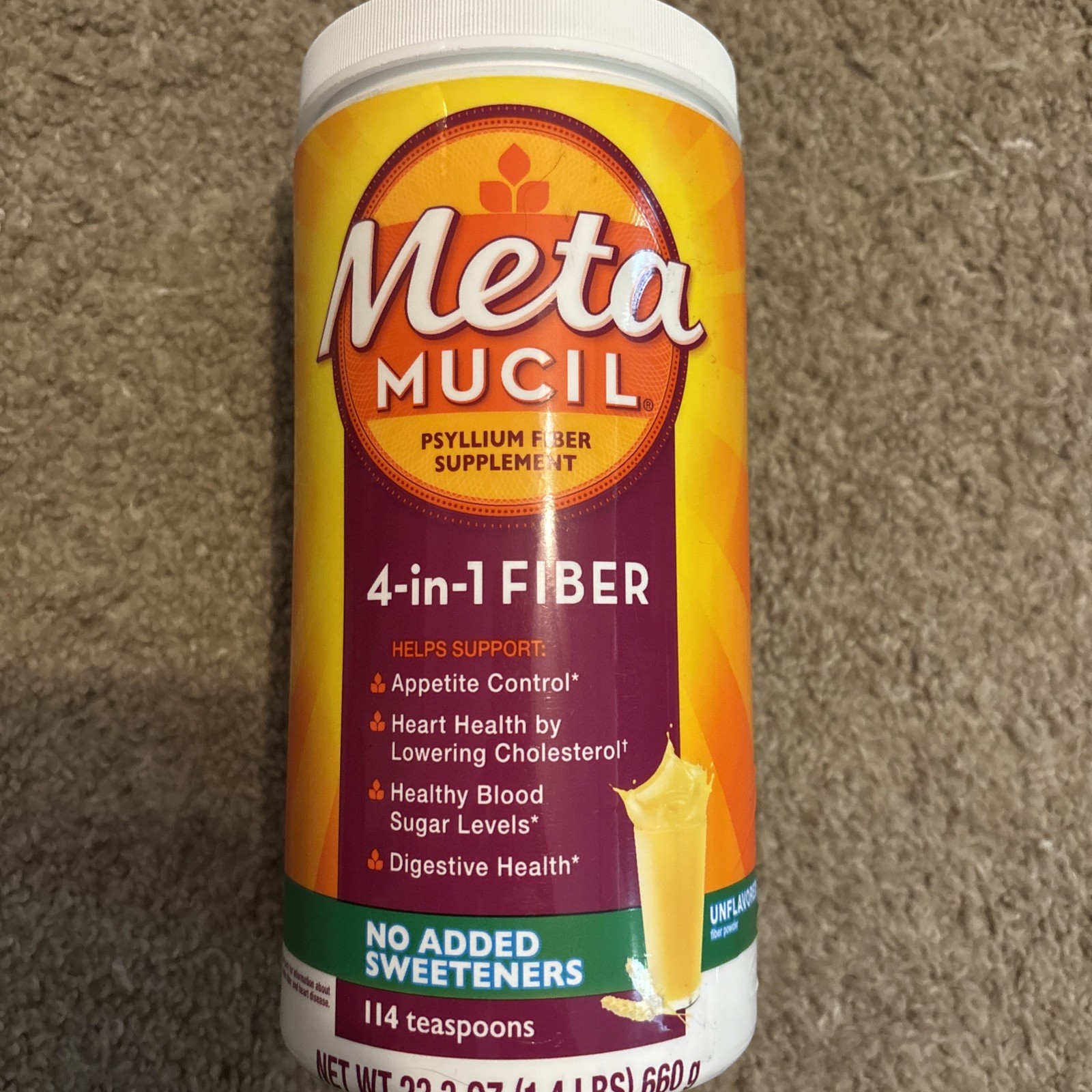 Metamucil Psyllium Husk Powder Sugar-Free Unflavored Supplement, 23.3 oz 11/2027
