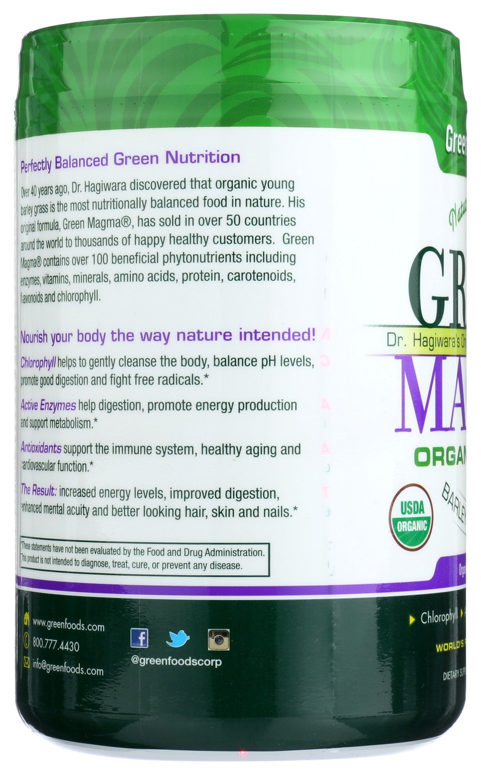 Green Magma Organic Barley Grass Juice Powder By Foods 10.6 Oz 1 Pack