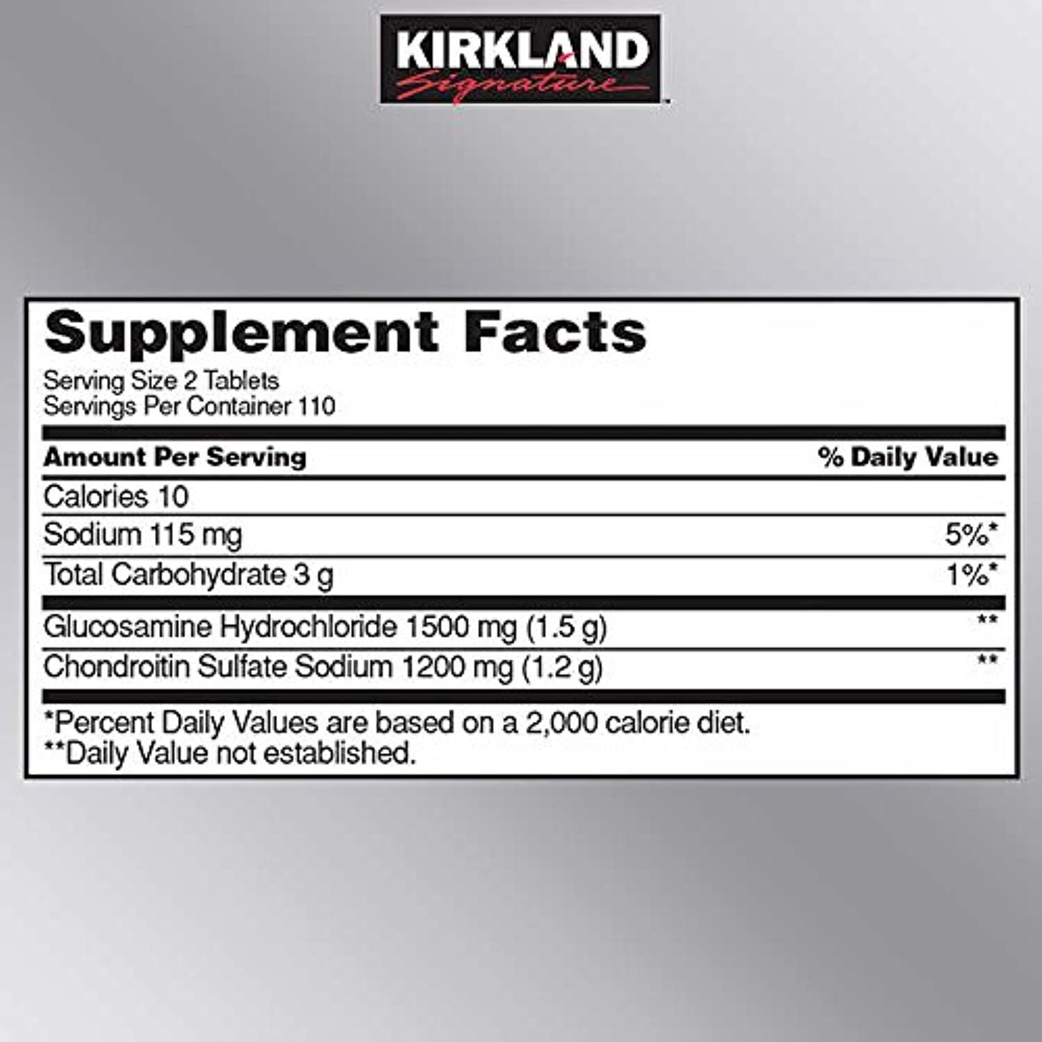 Kirkland Signature Extra Strength Glucosamine 1500mg/Chondroitin 1200mg, 220 Cou