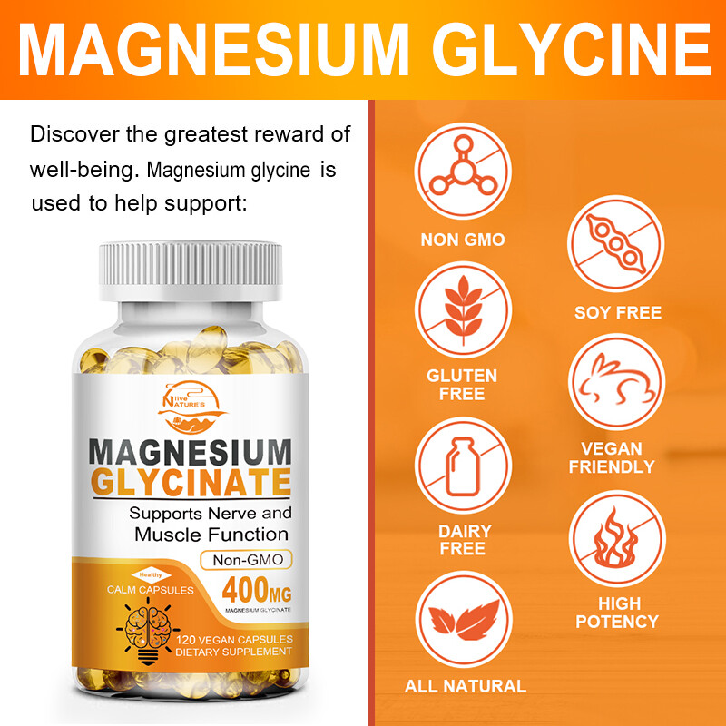 Magnesium Capsules High Absorption Natural Magnesium Glycinate Supplement