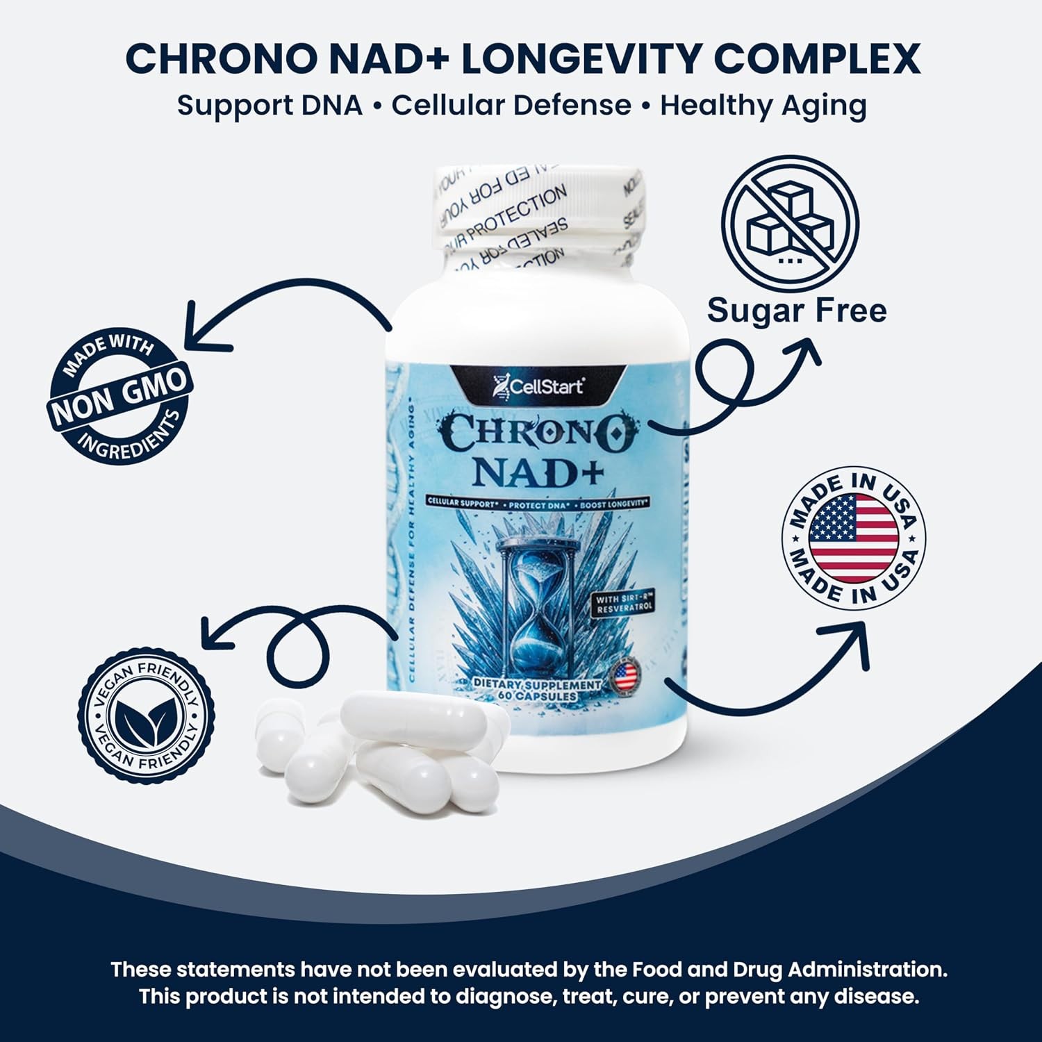 Chrono NAD+ supplement with Japanese Knotweed and Resveratrol 90 capsules