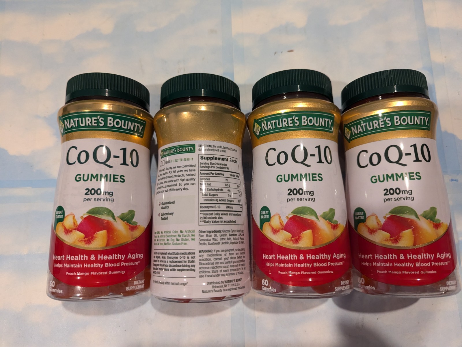 LOT (4) NATURE’S BOUNTY CO Q-10 200MG GUMMIES PEACH MANGO FLAVOR 60 CNT