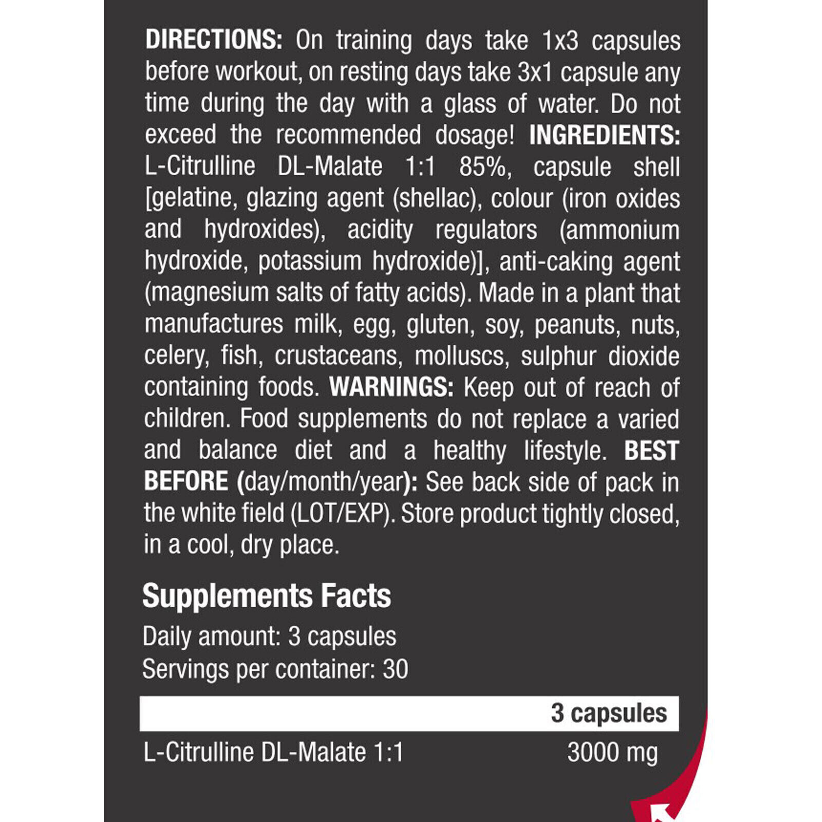 CITRULLINE MALATE – 90 Capsules – Improved Endurance, Performance, Post-Workout
