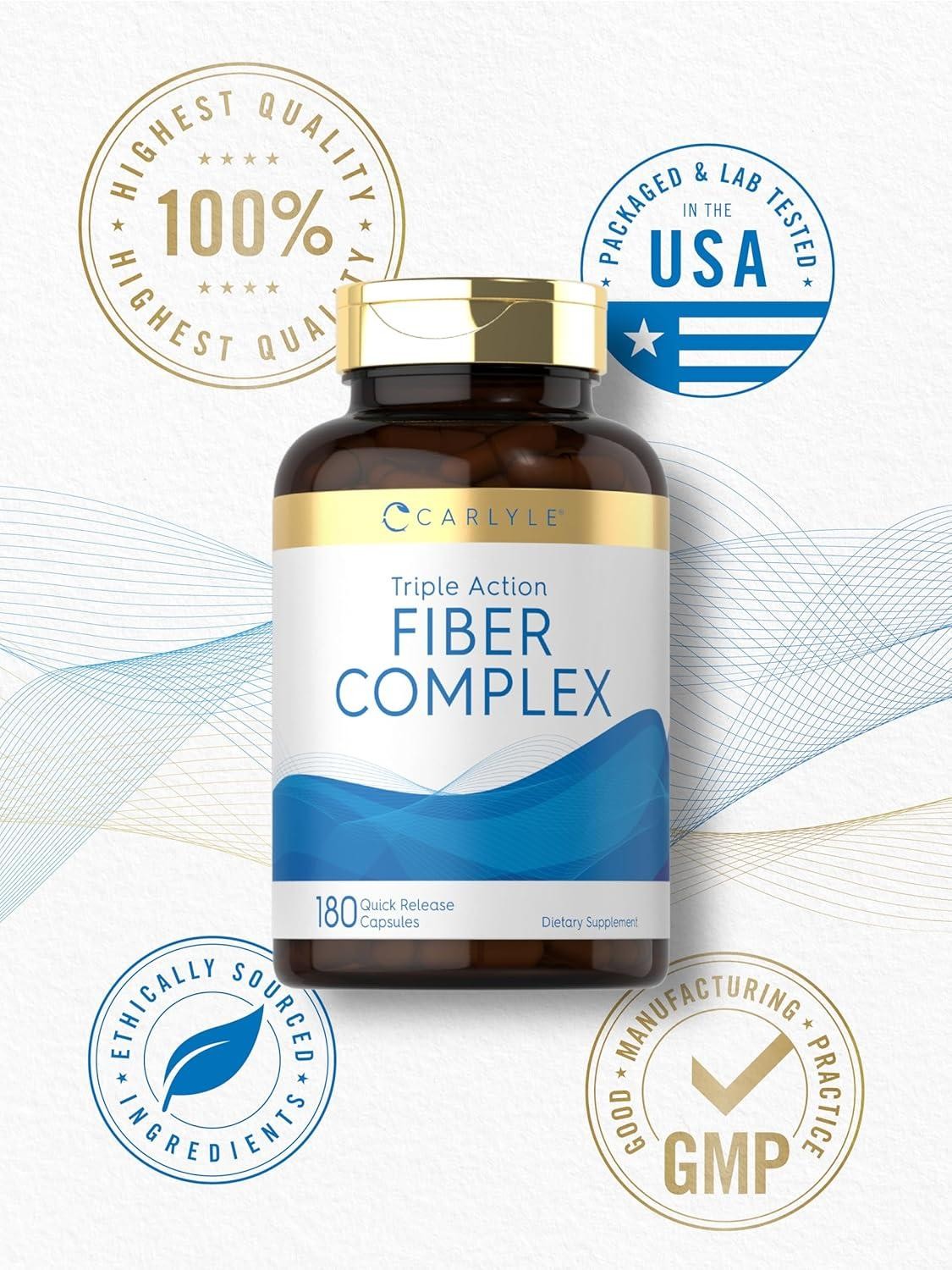 Fiber Complex Triple Action Psyllium Husk Oat Bran Regularity Restore, 180 Caps