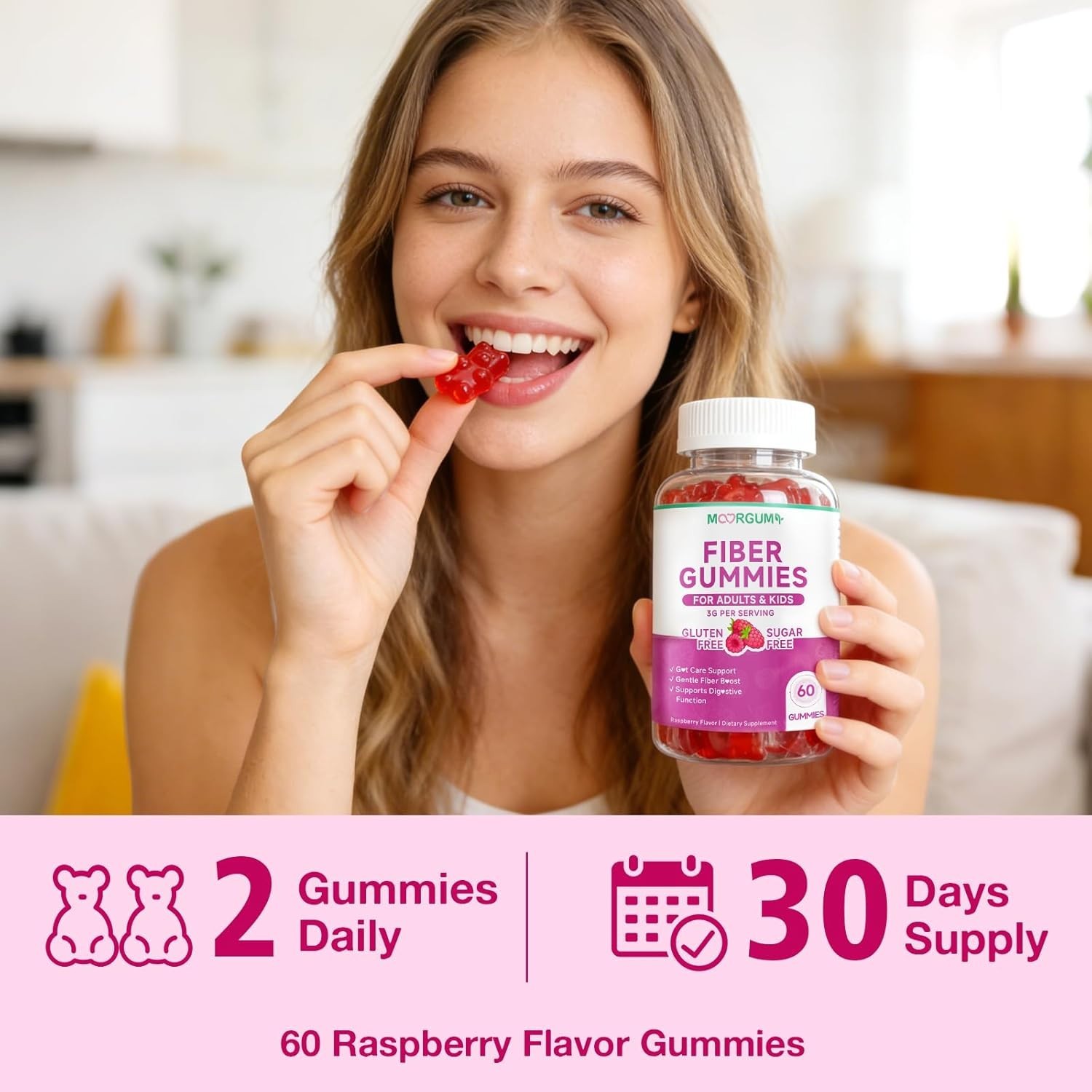 Sugar Free Fiber Gummies 60ct – Organic Chicory Root Digestive Health Vegan Kit