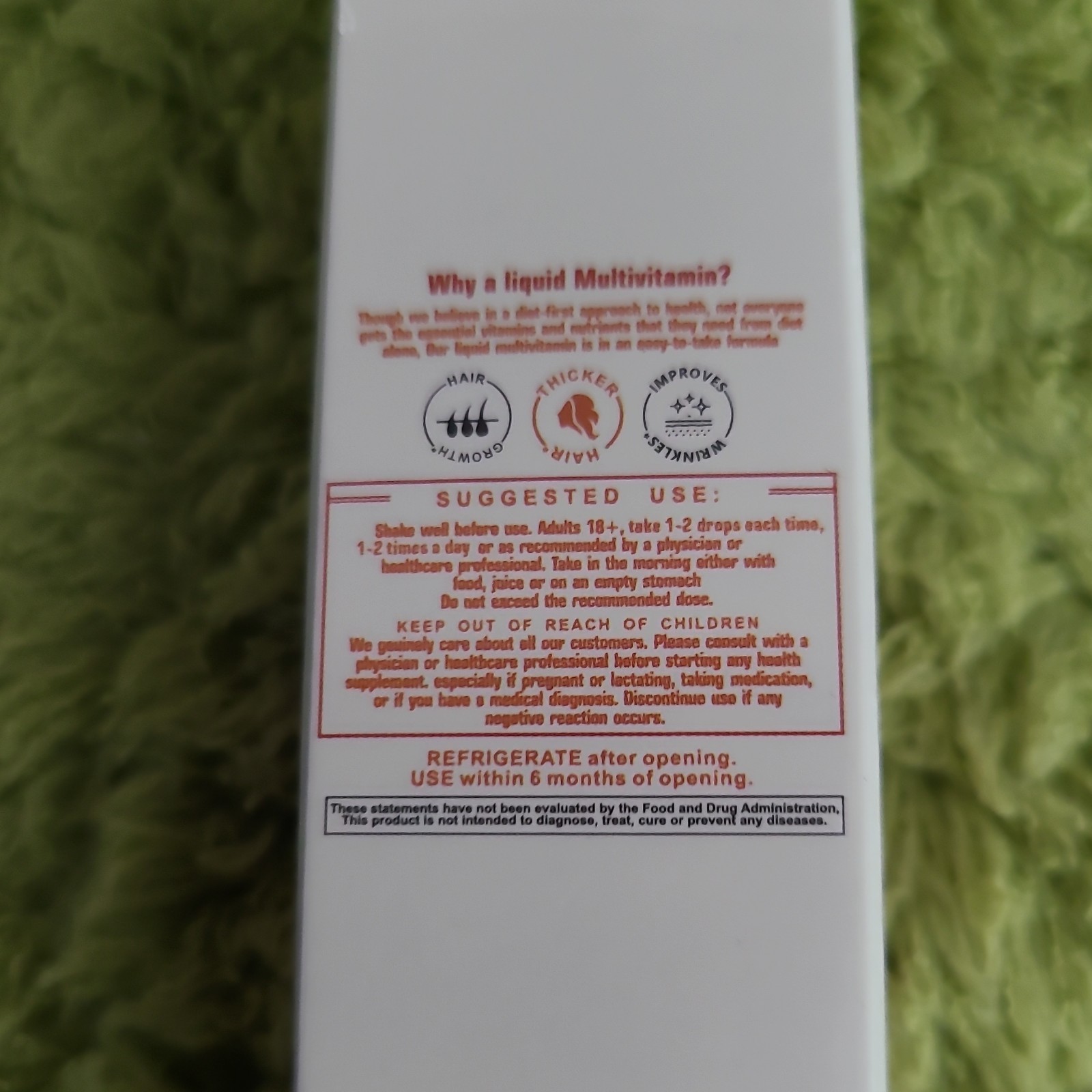 Liquid Morning Multivitamin Hair Support Drops w/ Biotin, Peach Mango, 30 ml