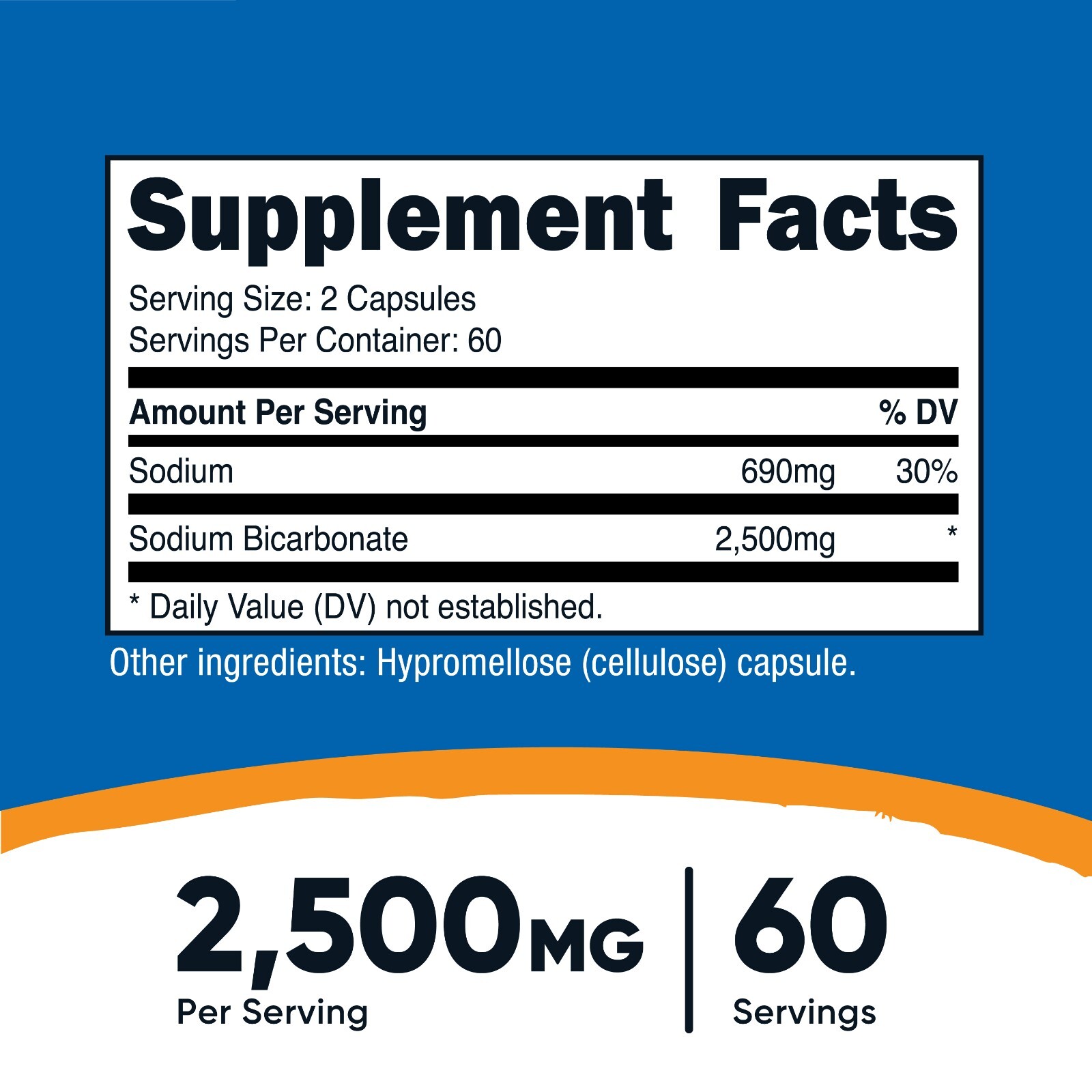 Nutricost Sodium Bicarbonate (2,500mg) 120 Capsules – GMO-free, Gluten Free