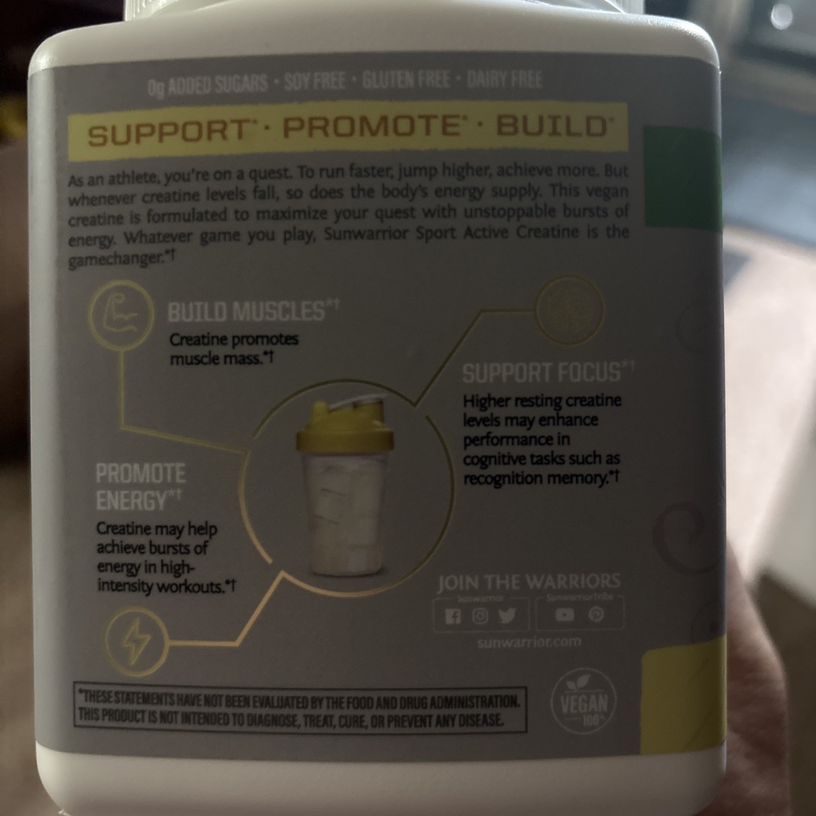Sunwarrior Active Creatine Monohydrate Powder — Vegan, Informed Choice Certified