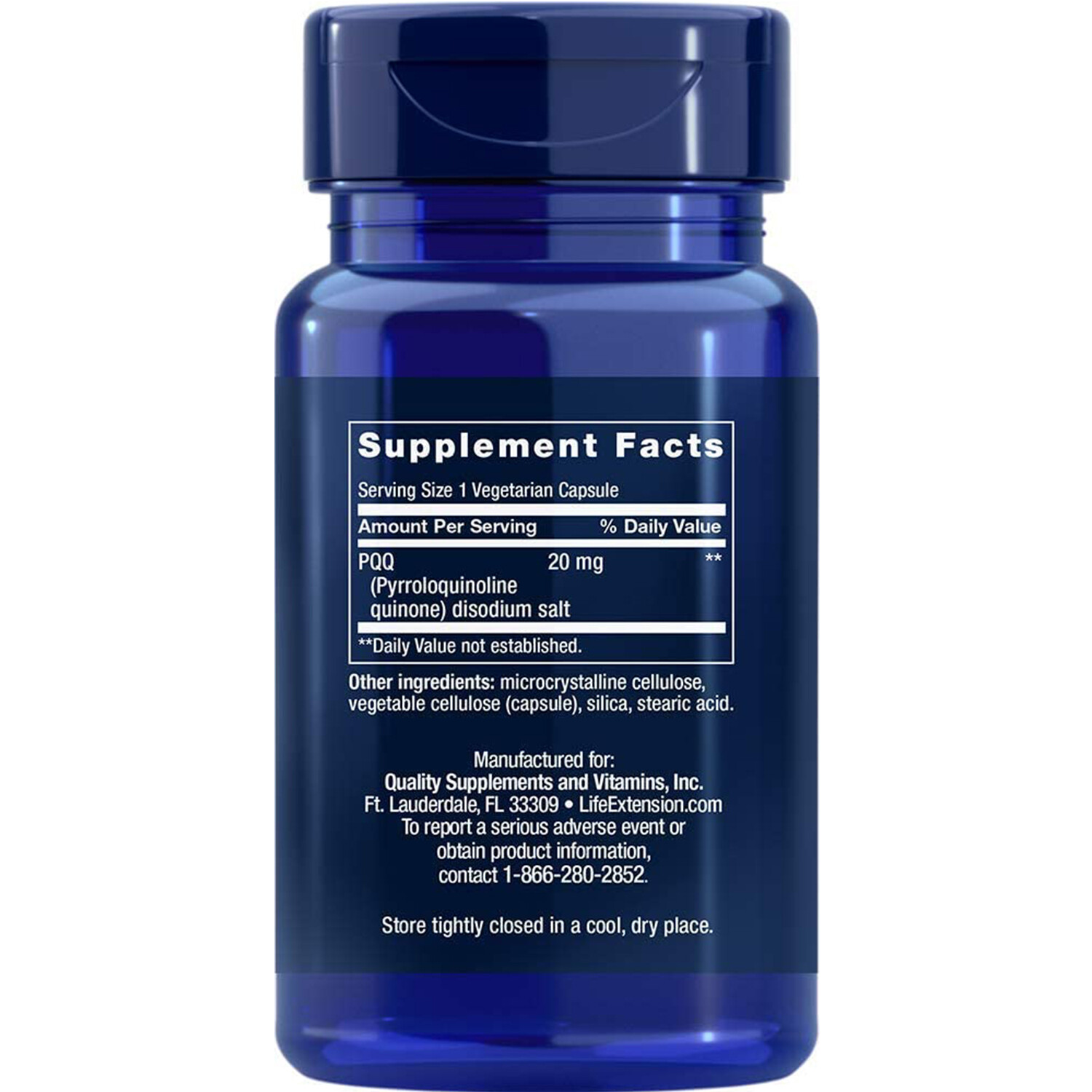 Life Extension PQQ Caps with BioPQQ 20 mg., 30 Vegetarian Capsules