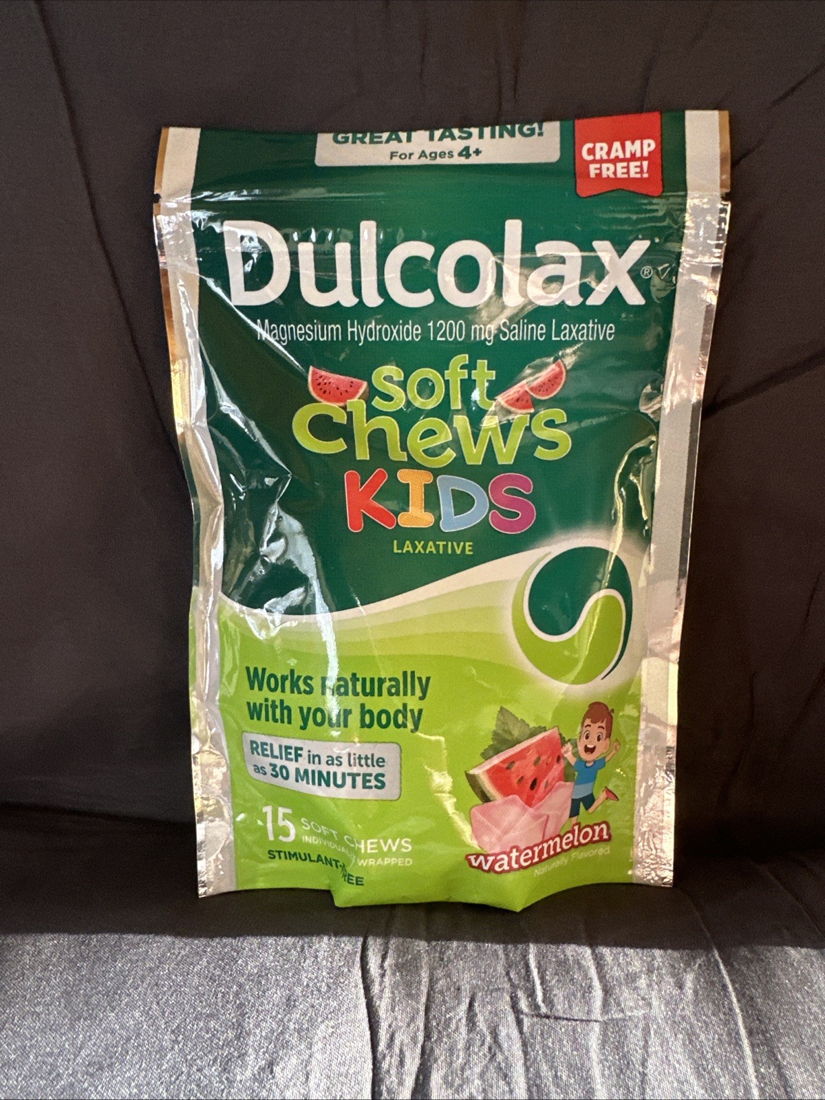 Dulcolax Kids Saline Laxative Soft Chews Watermelon Gentle Relief 15 Count