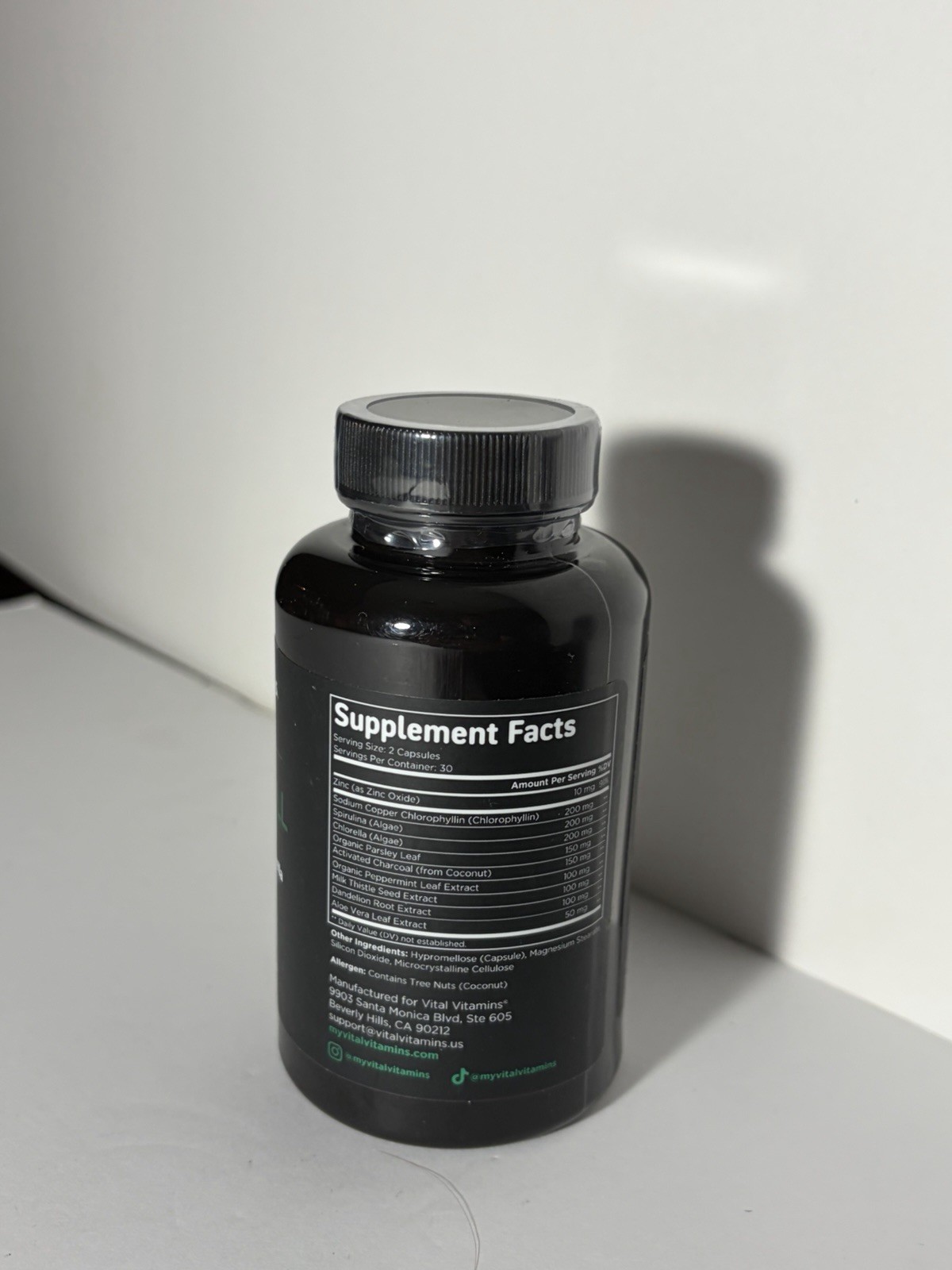 Vital Vitamins Chlorophyll Complex Spirulina Chlorella Detox Support 60 Capsules