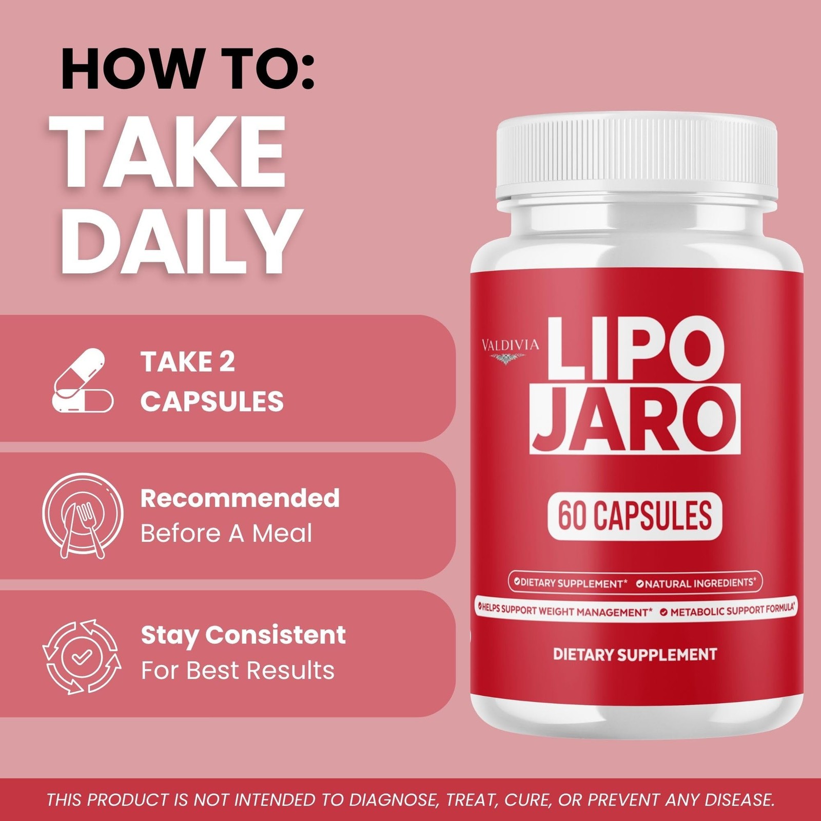 LipoJaro Weight Loss Fat Burner Supplement Capsules Natural 2 Pack 120Ct