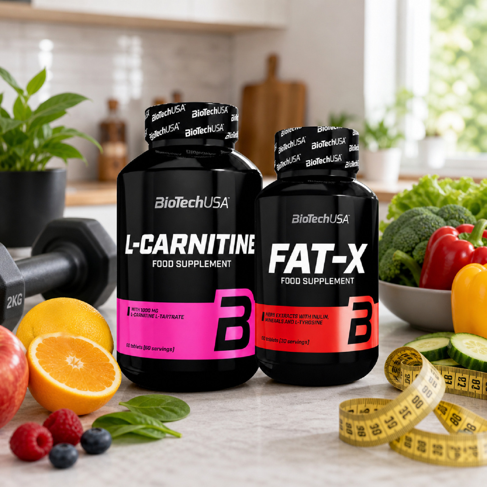 L-CARNITINE + FAT-X – 60+60 Tabs – Fat Burning, Energy, Regeneration, Endurance
