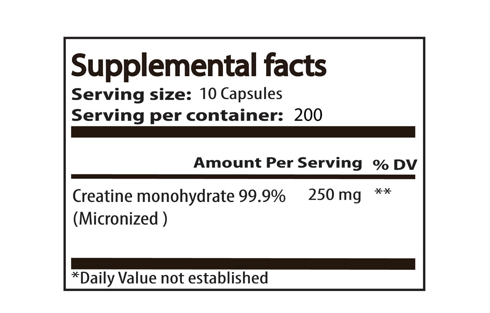 Natural Creatine Monohydrate 500 Capsules – 5000 mg Per Serving – Micronized