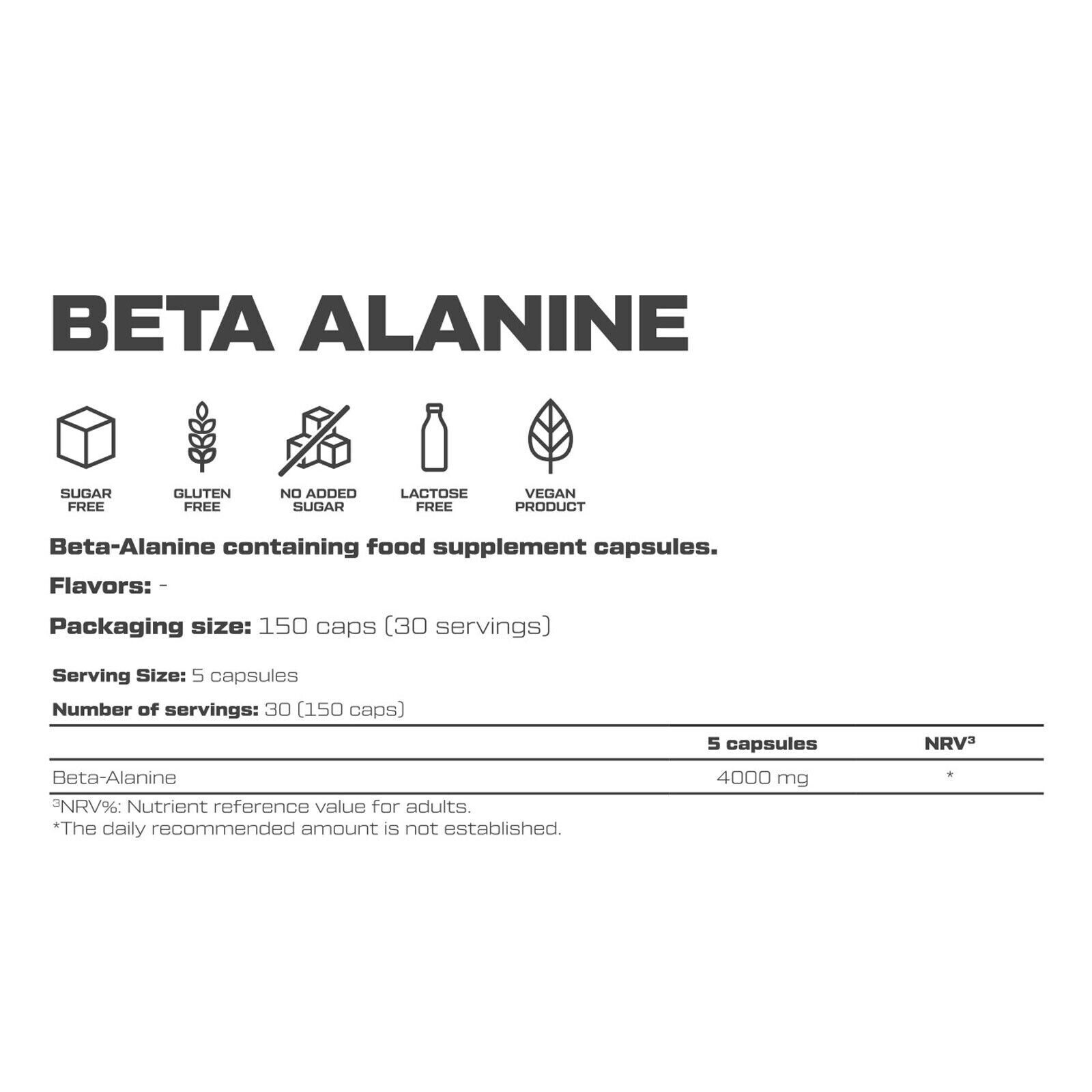 BETA ALANINE – 150 capsules – support performance, endurance & concentration