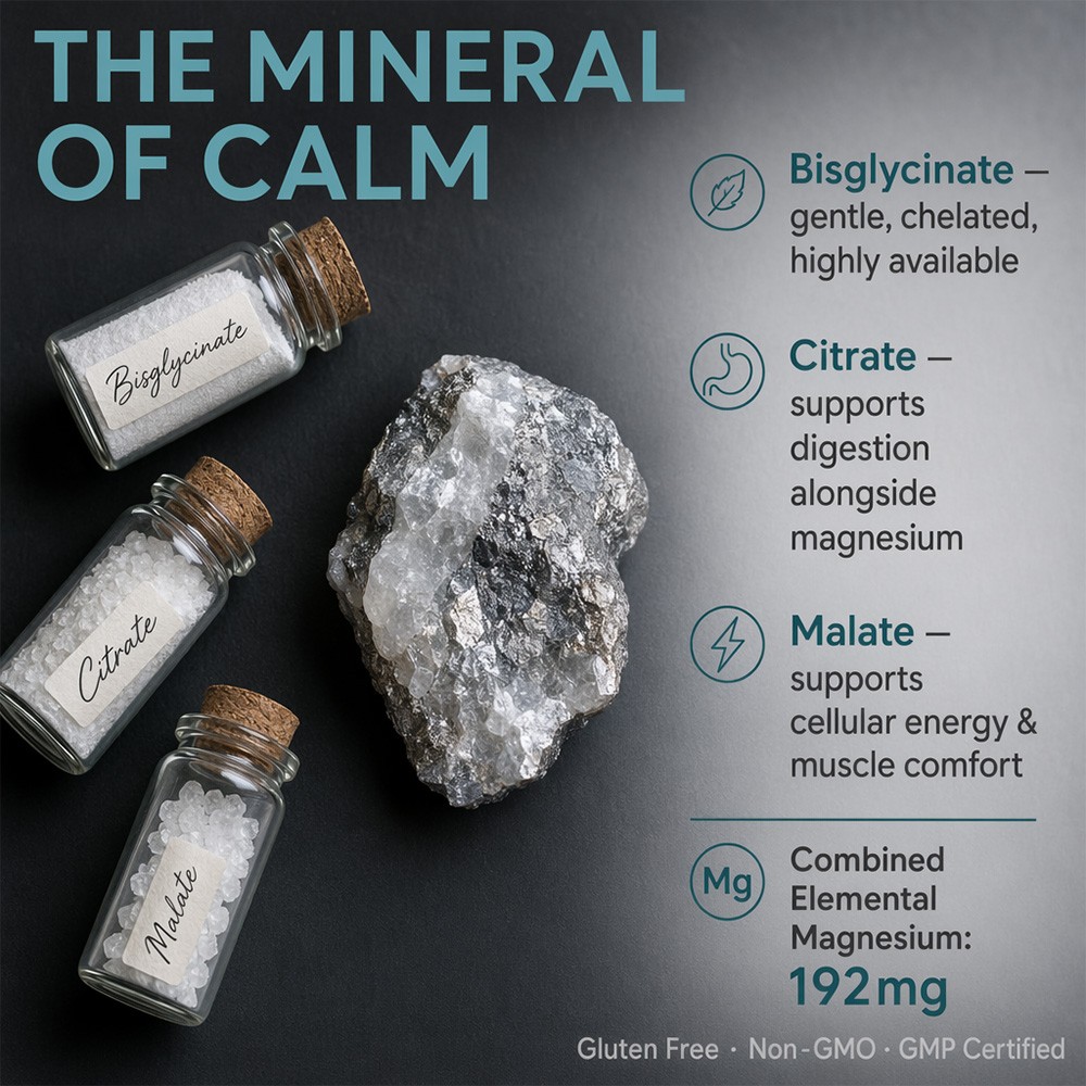3-in-1 Magnesium Glycinate Complex | 500mg,For Relaxation&Bone Health 30~120Caps