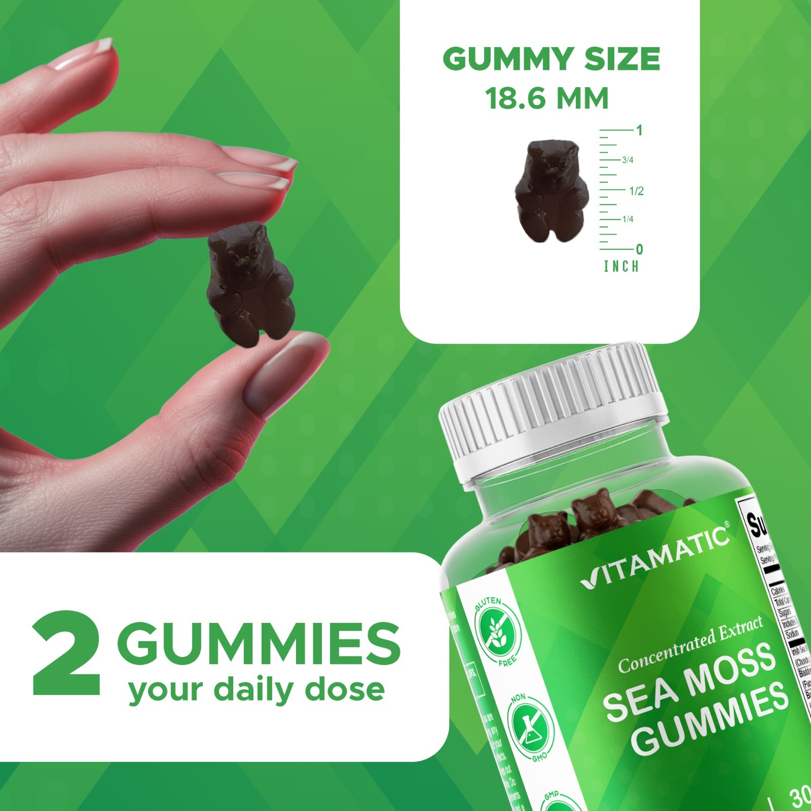 3 Pack Vitamatic Irish Sea Moss Gummies – 3000 mg – 60 Vegan Gummies