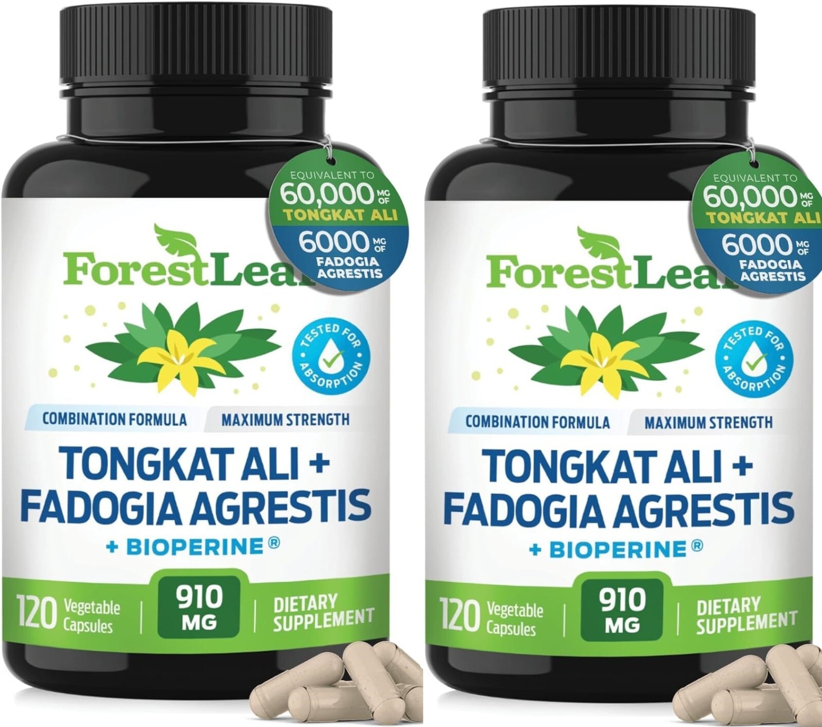 Lot Of 2 ForestLeaf Fadogia Agrestis + Tongkat Supplement MadeinUSA Veg NonGMO