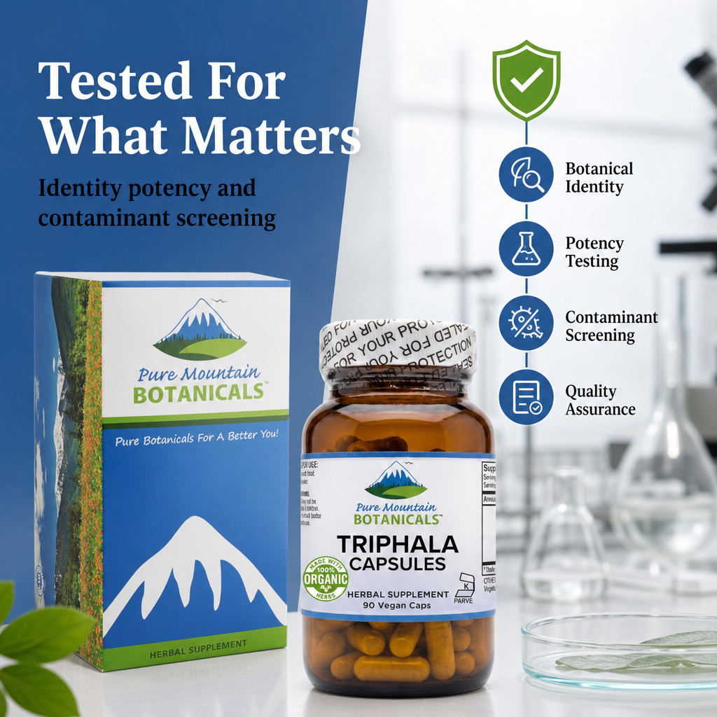 Pure Mountain Triphala Capsules 500mg Organic Amla Fruit Kosher Vegan Supplement