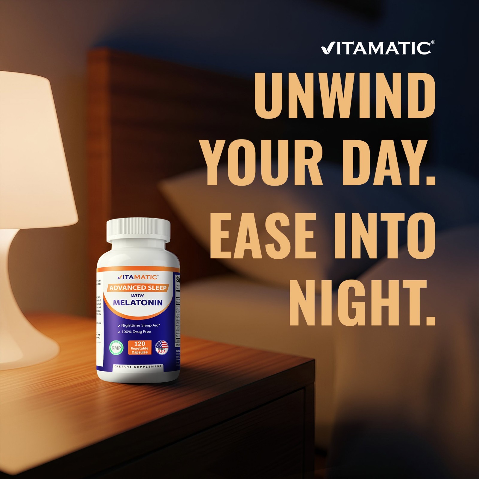 Vitamatic Advanced Sleep Aid with Melatonin – 120 Vegetable Capsules