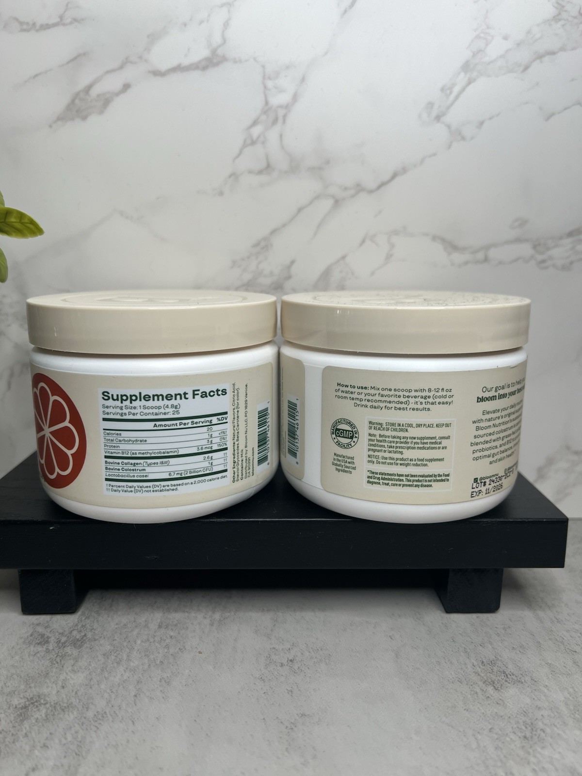 Bloom Colostrum & Collagen Peptides Orange Cream Powder 4.23 oz Exp 11/2026