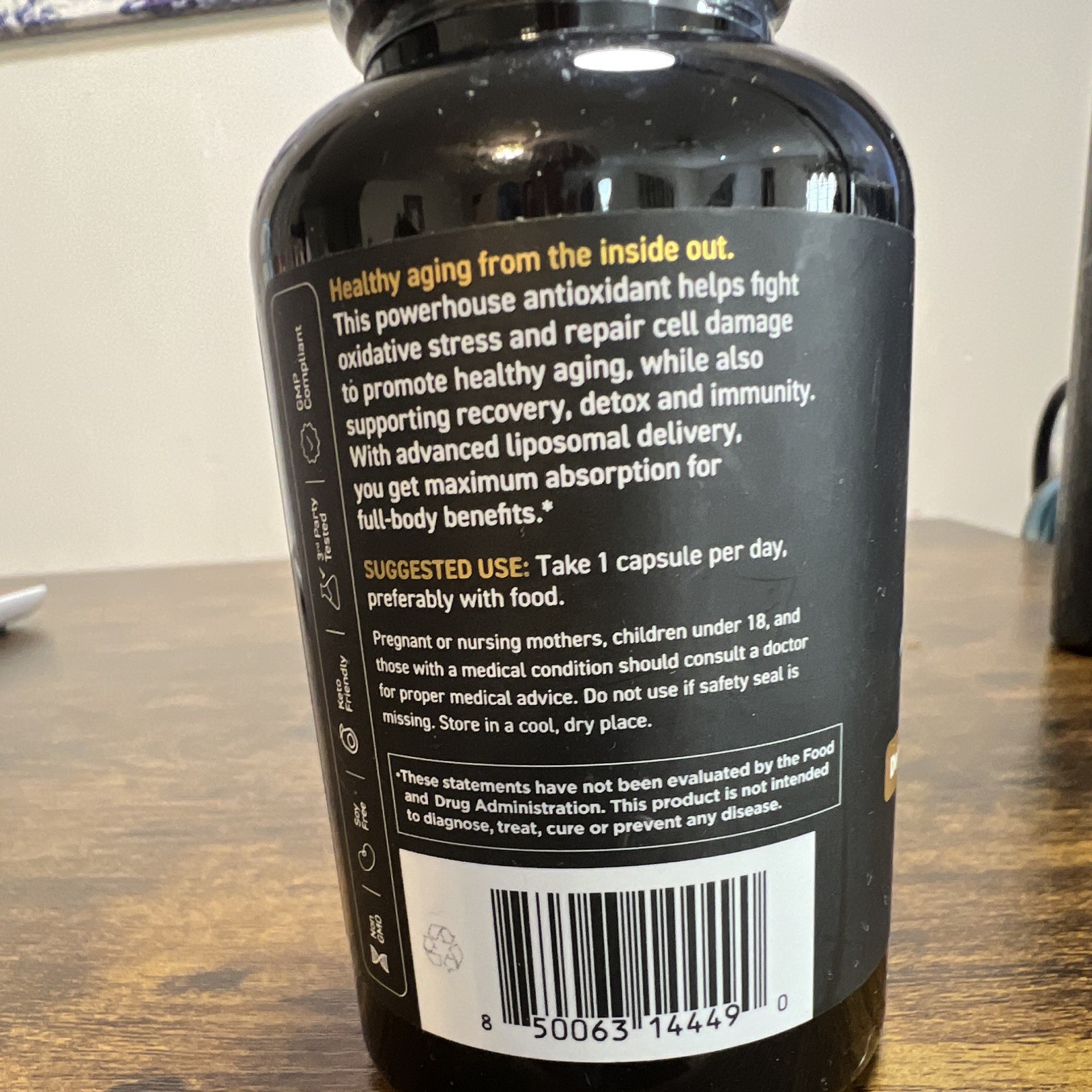 Vital Vitamins Advanced Glutathione Liposomal Delivery 500mg 60 Caps Exp 04/2028