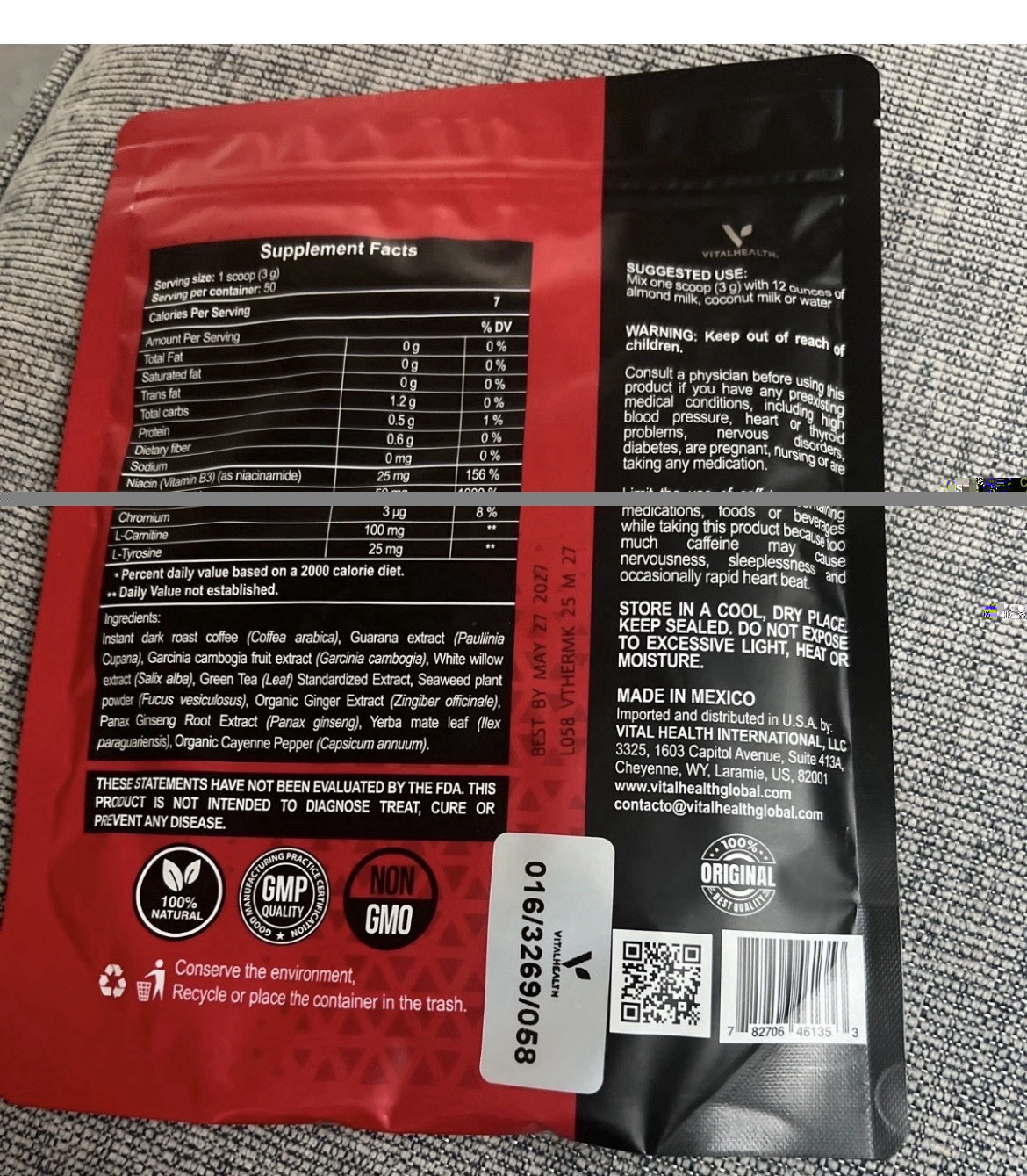VitalHealth ThermoKafe Dark Roast Coffee Powder Energy Support Vegan 5.30 oz