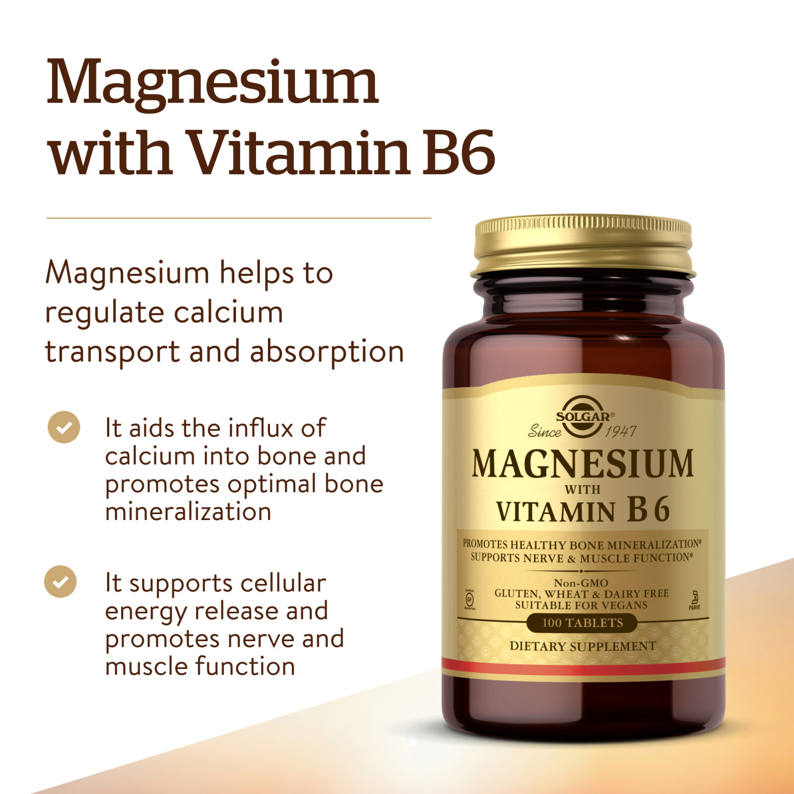 Solgar Magnesium with Vitamin B6 100 Tablet, Support a calm, relaxed mood