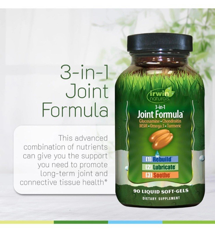 Irwin Naturals 3-IN-1 JOINT FORMULA 90 Softgels ( Servings Vary ) BEST BY 6/27