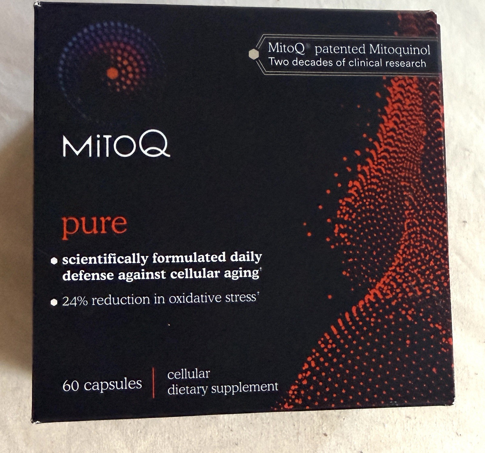 MitoQ Pure Cellular Defense Antioxidant Capsules10mg 60ct Exp Apr2028 New Sealed