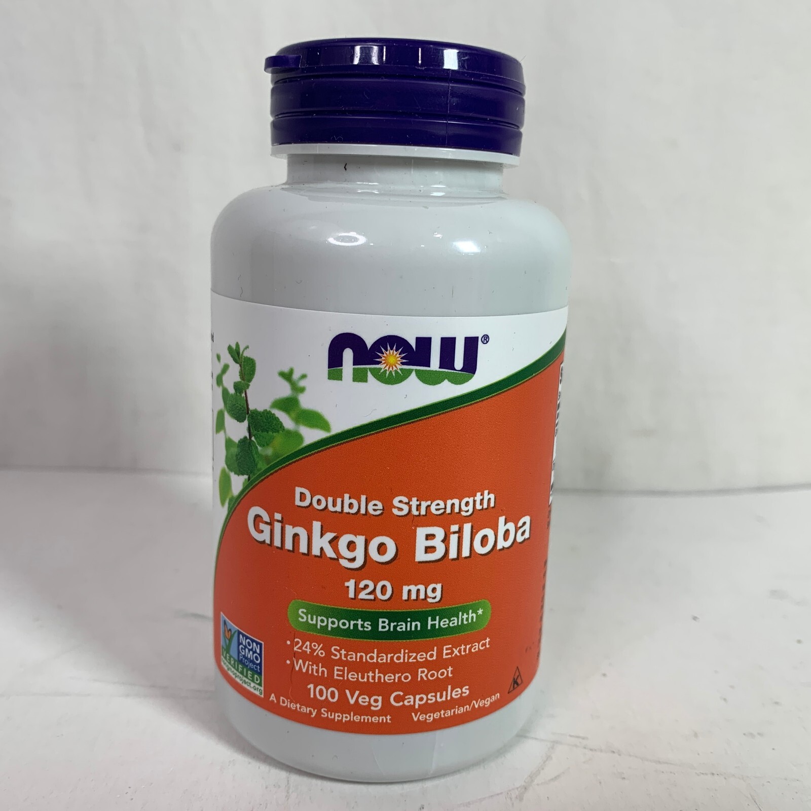 NOW Ginkgo Biloba Double Strength Dietary Supplement 120 mg 100 Veg Capsules