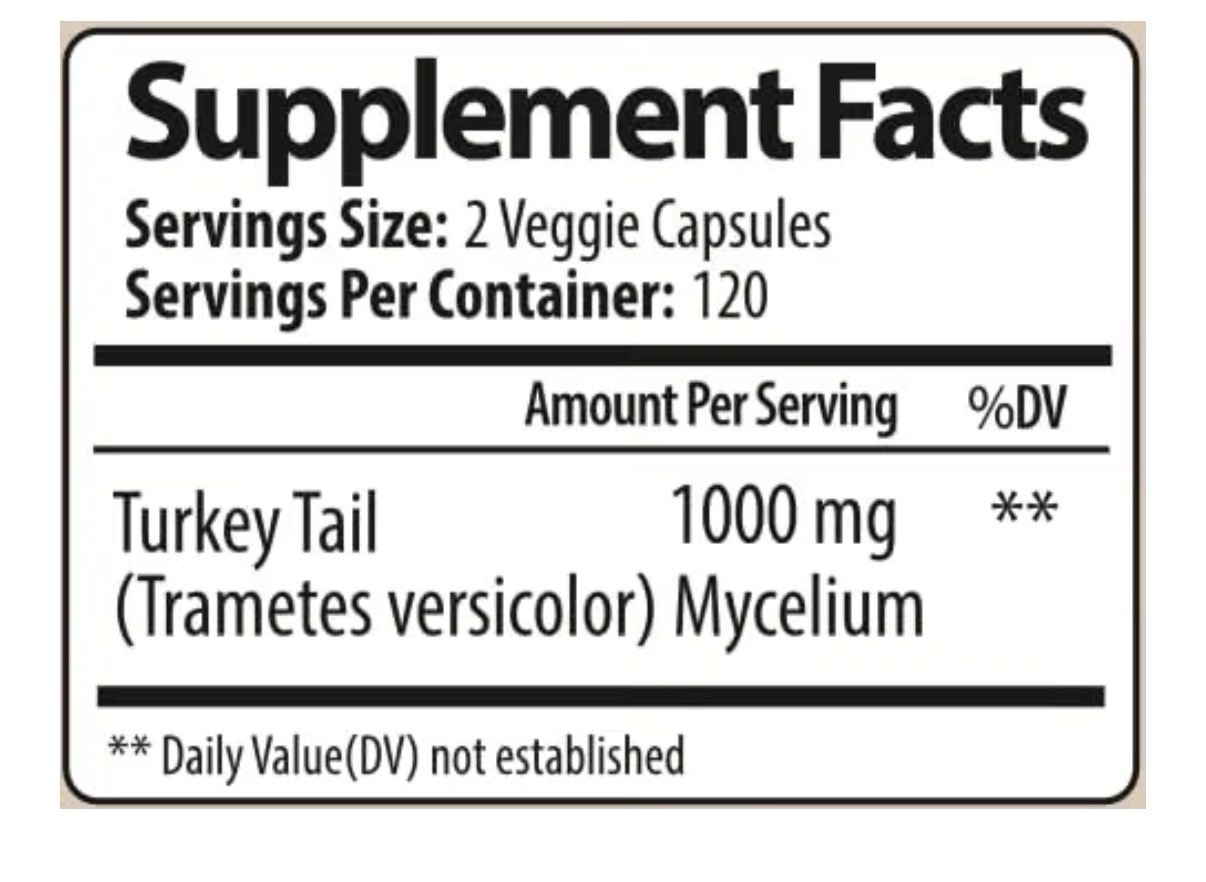 Parker Naturals Turkey Tail Mushroom Organic Supplement Immune System Aid 240cap