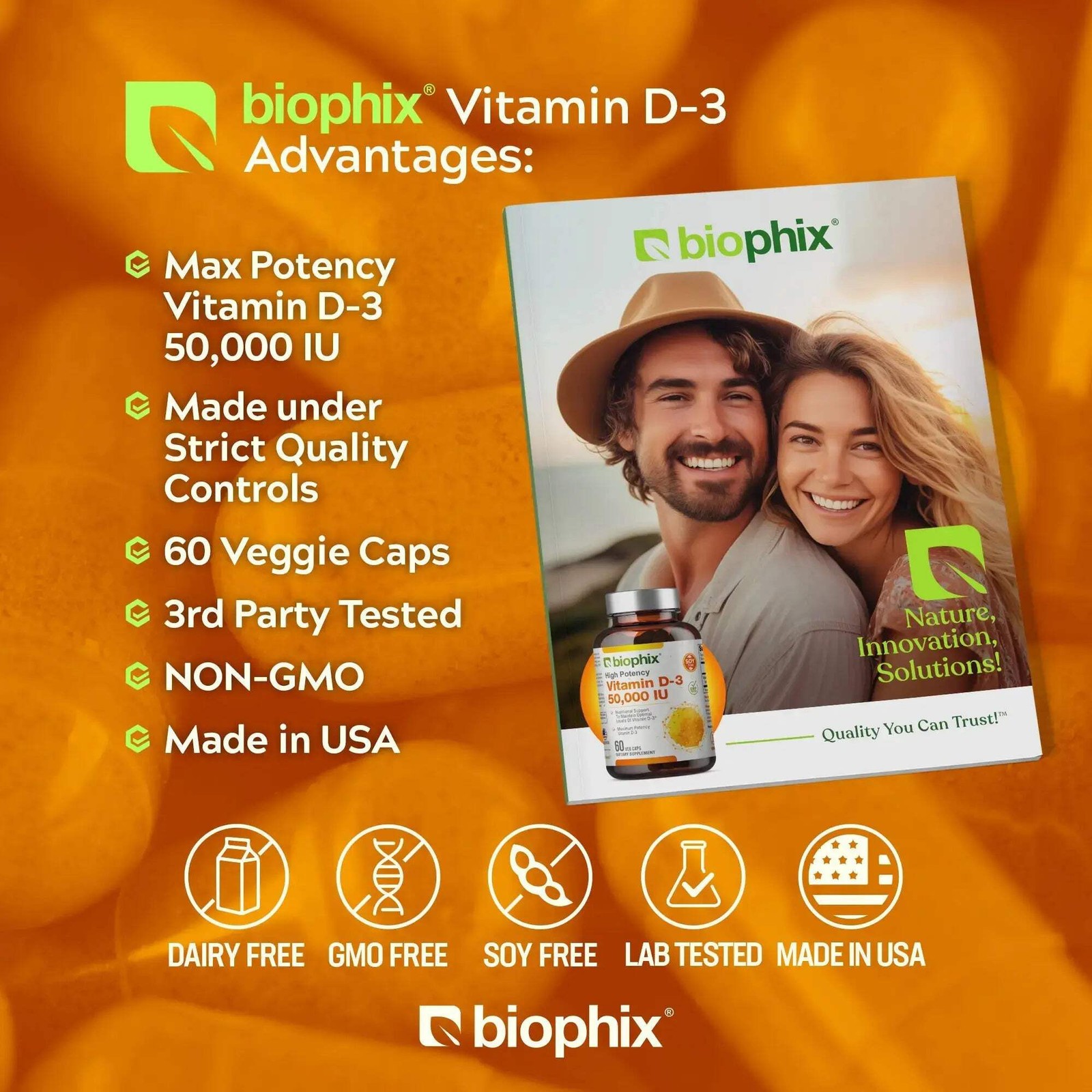 Biophix Vitamin D-3 50000 IU 60 Vcaps – Maximum High Potency