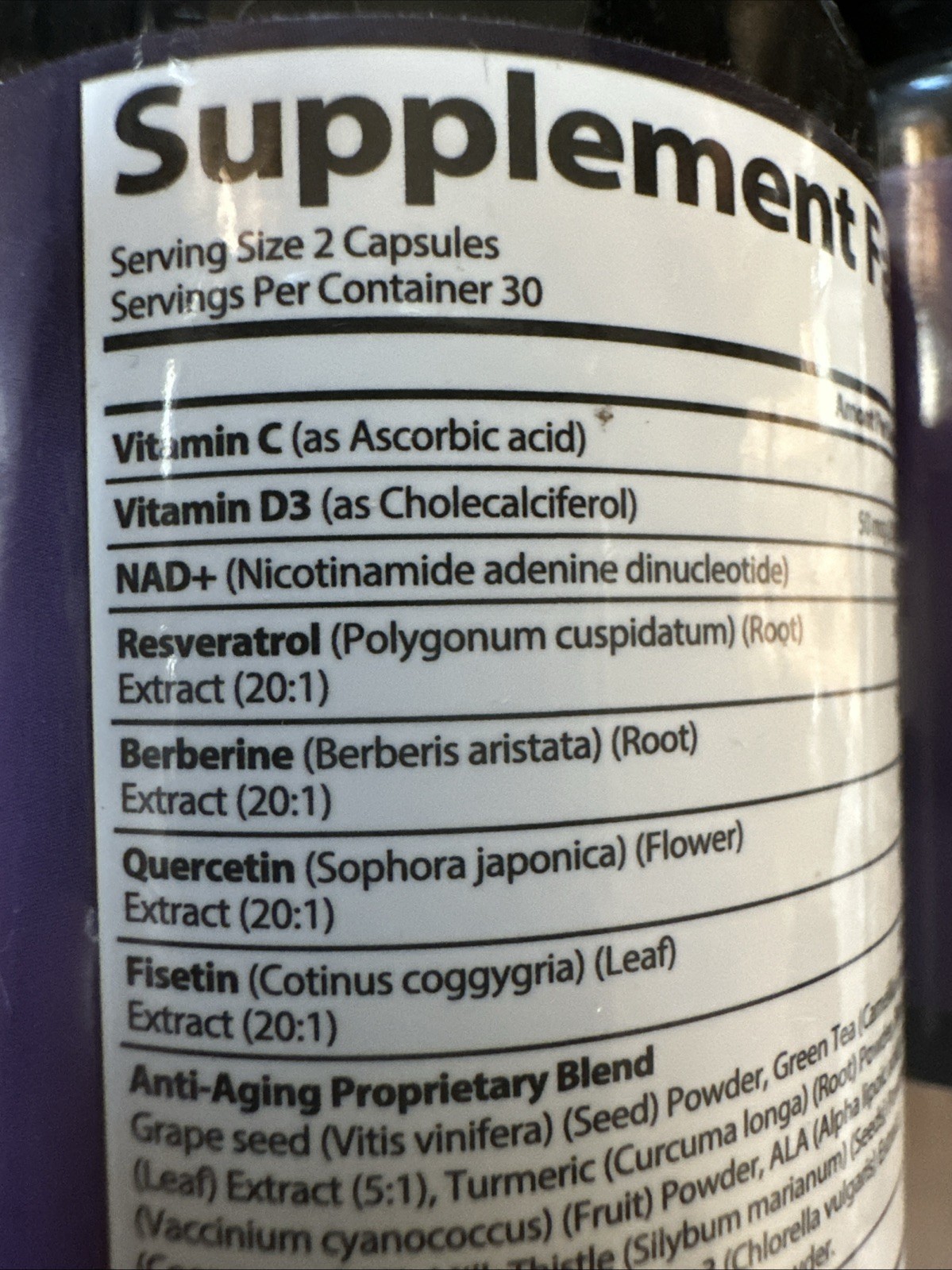 NAD Resveratrol Supplement with Berberine, Quercetin, 60 Count Pack of 2! 2027