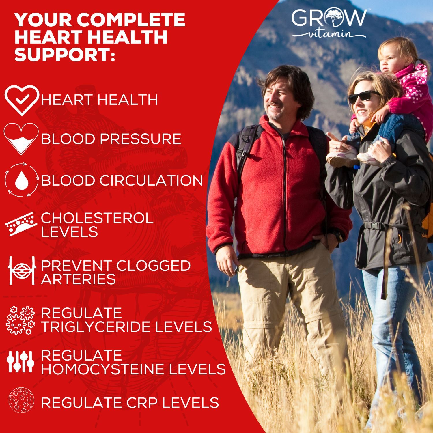 Grow Vitamin Healthy Heart, Cardiovascular Complete Support 3 in 1