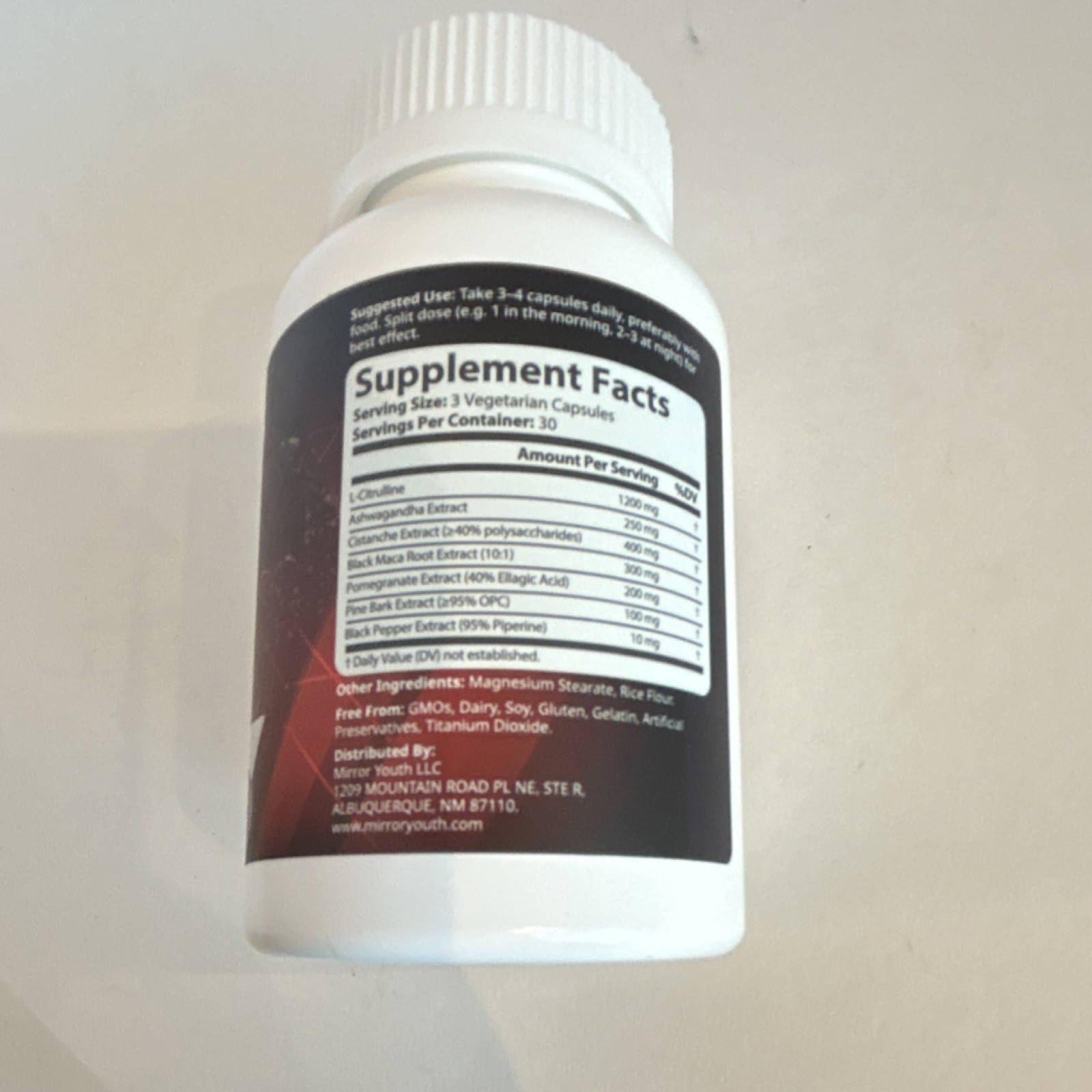 Mirror Youth Men’s Balance Capsules 90ct L-Citrulline Ashwagandha Wellness