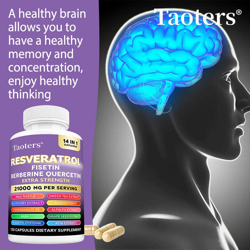 Resveratrol Capsules, Supports Brain & Heart Health 120 Capsules x 3 Bottle