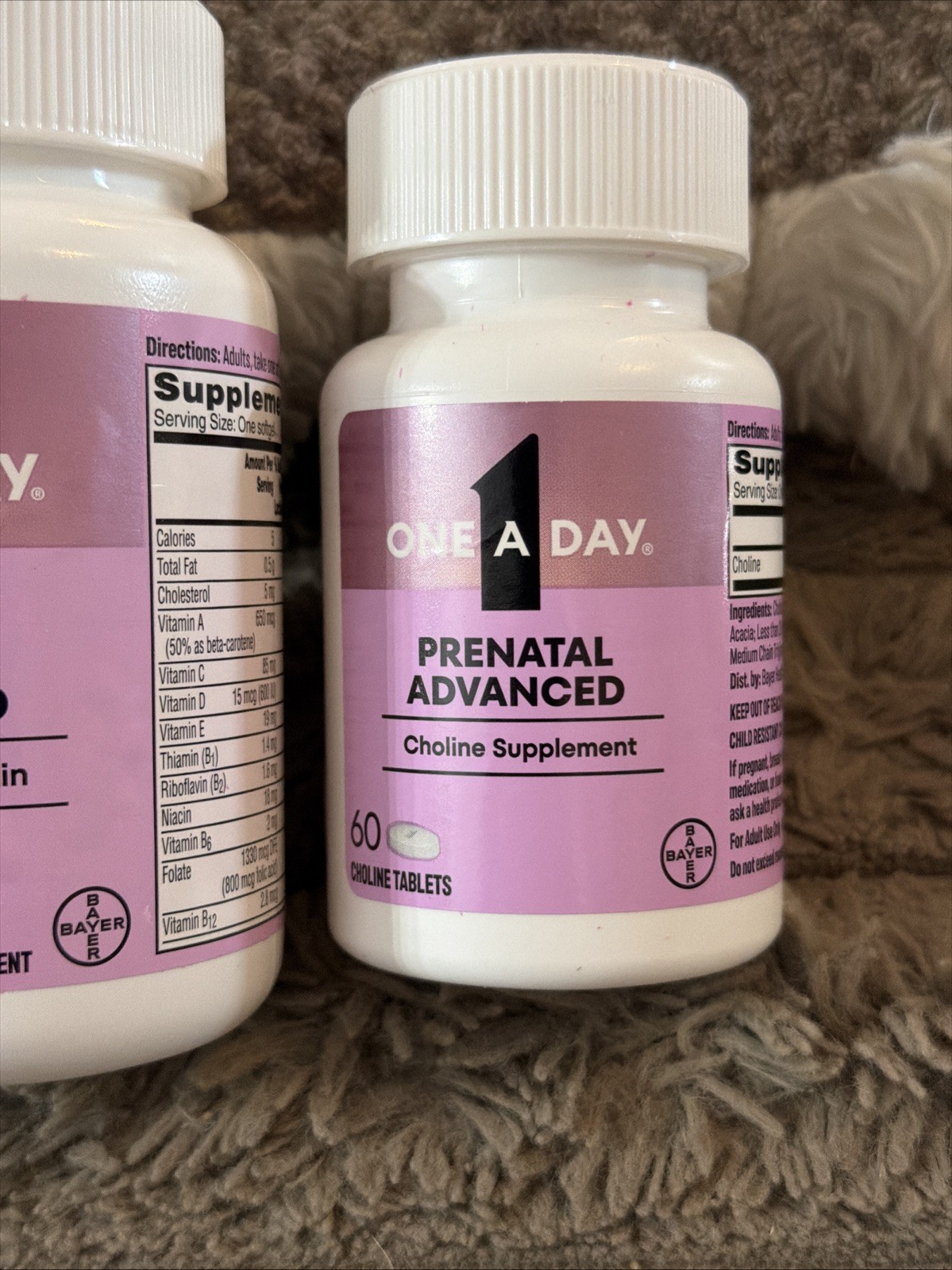 One A Day Advanced Prenatal Multivitamin with Choline 60+60 Count Exp 10/27