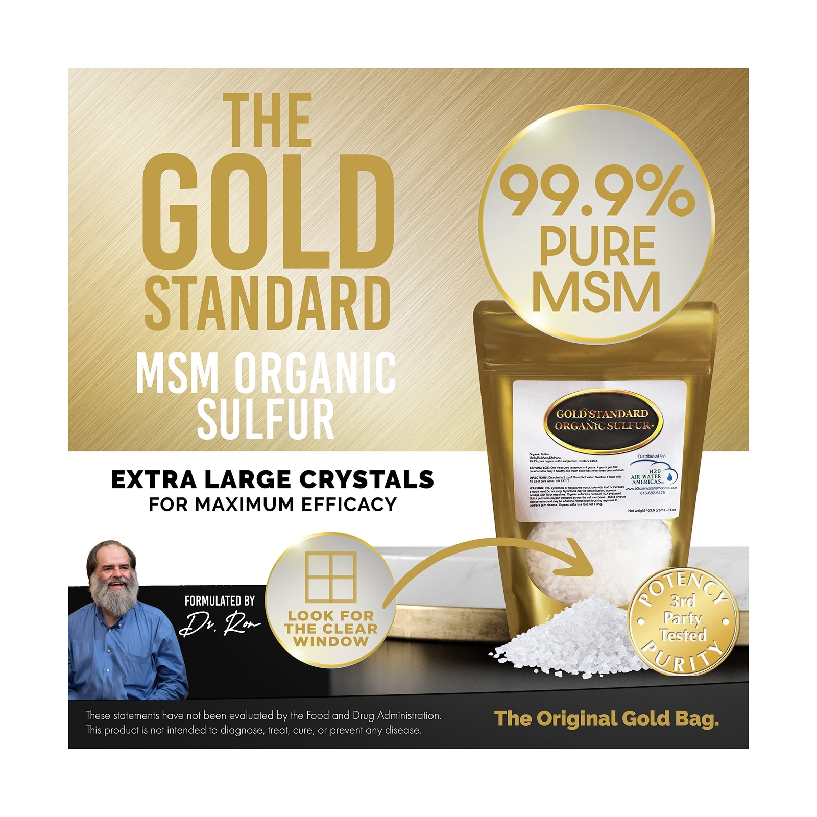 Gold Standard Organic Sulfur Crystals 1lb – 99.9% Pure MSM Crystals – Largest…